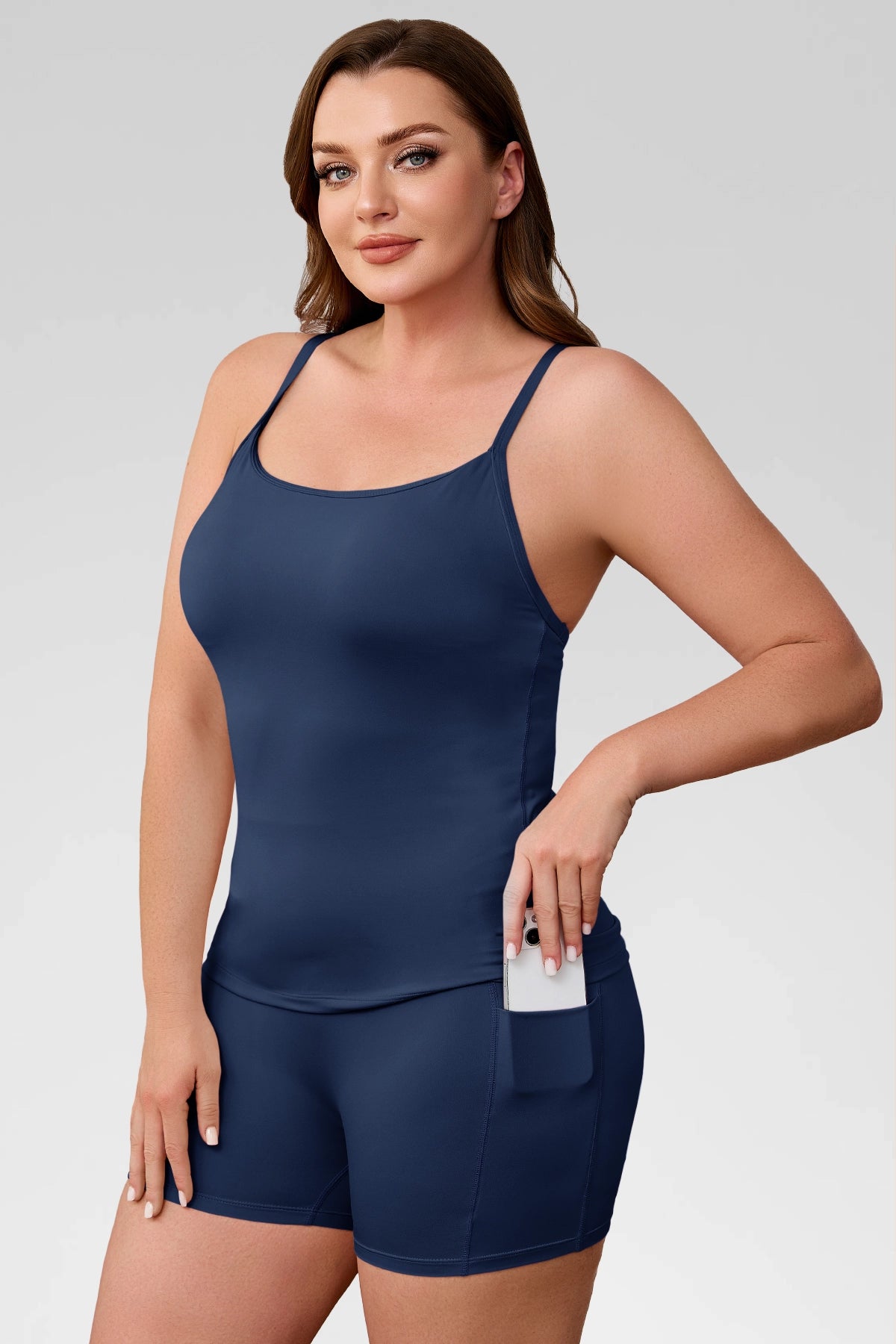 Aoysky Womens Dark Blue Plus Size Workout Set
