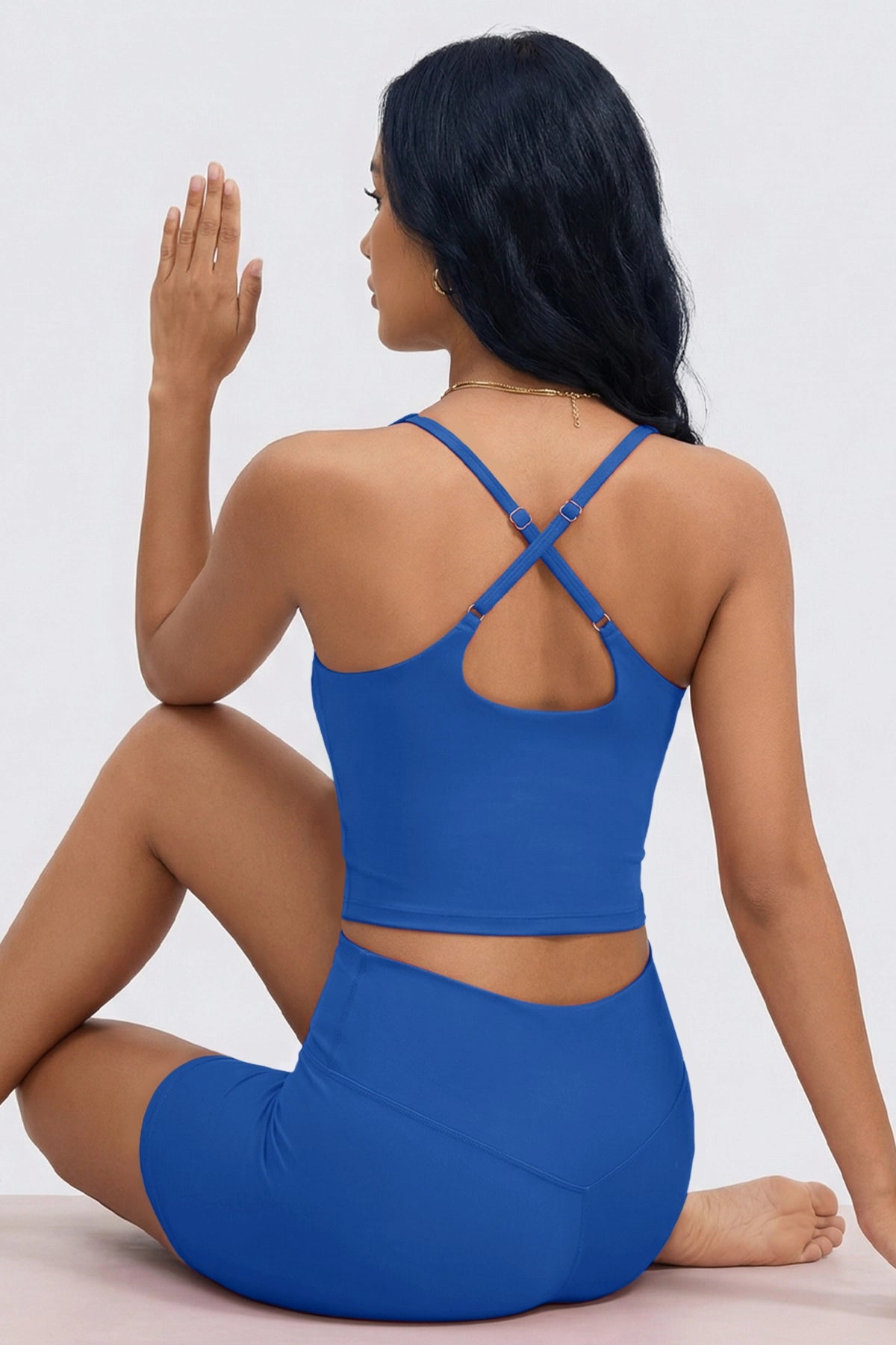 Aoysky Womens Blue Halter Workout Set