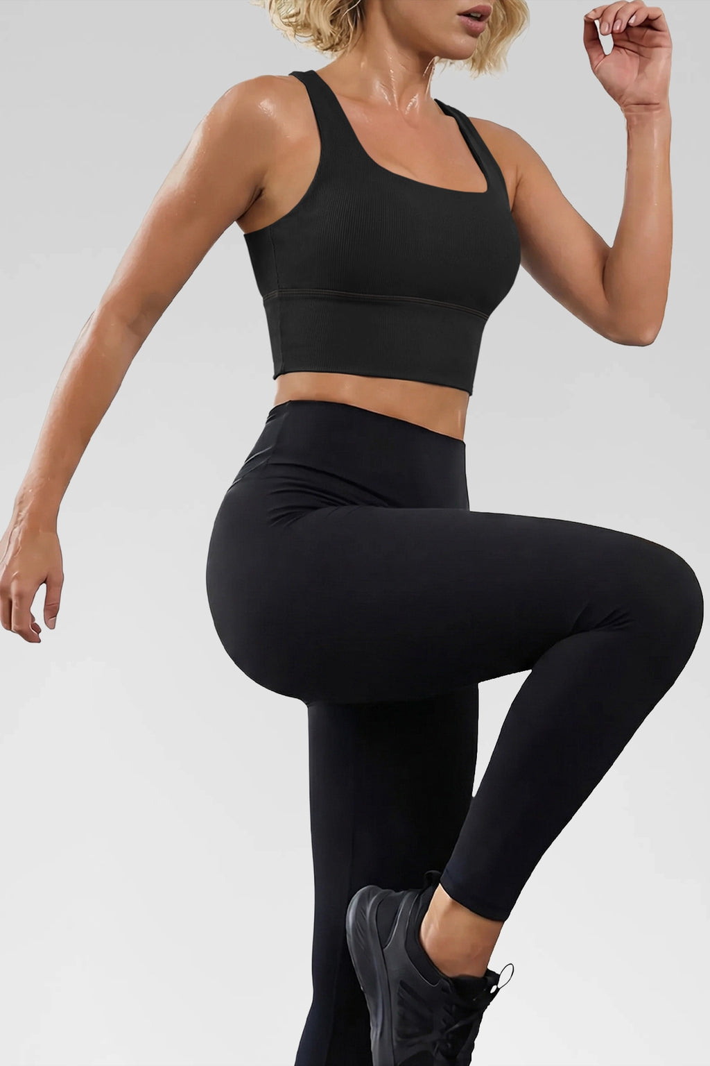 Aoysky Womens Black Ribbed Racerback Tank