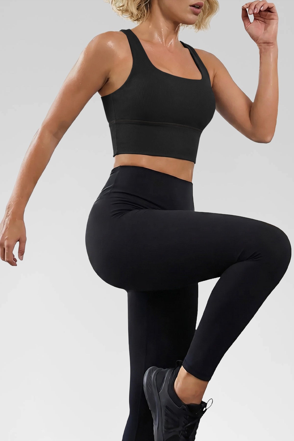 Aoysky Womens Black Ribbed Racerback Tank
