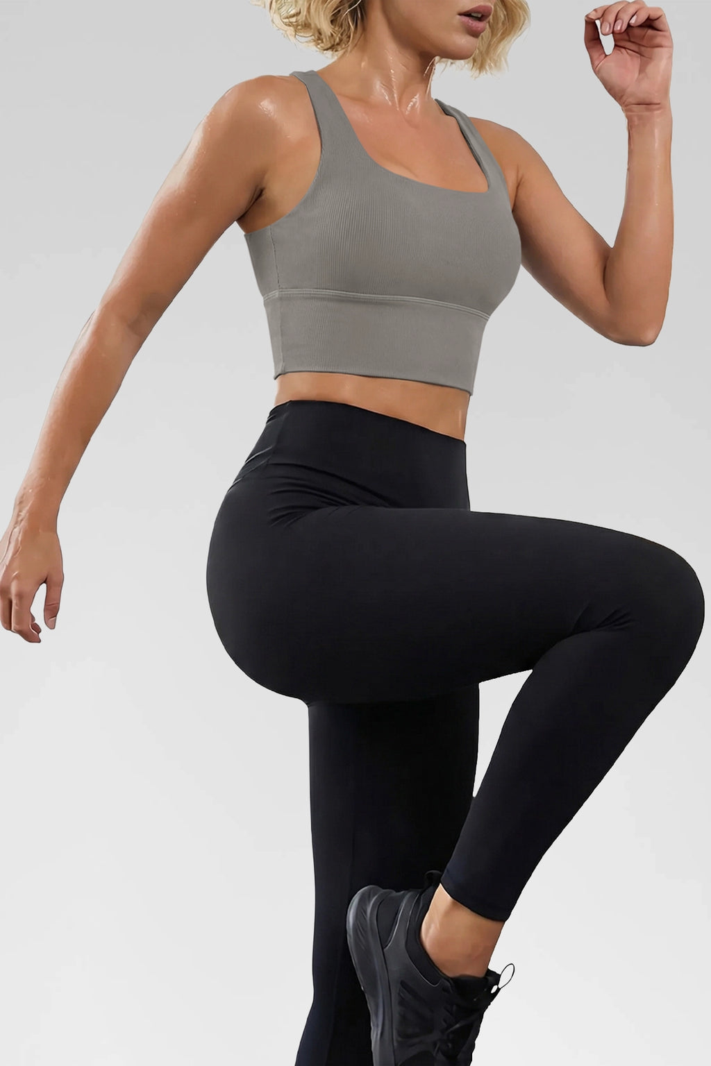 Aoysky Womens Grey Ribbed Racerback Tank