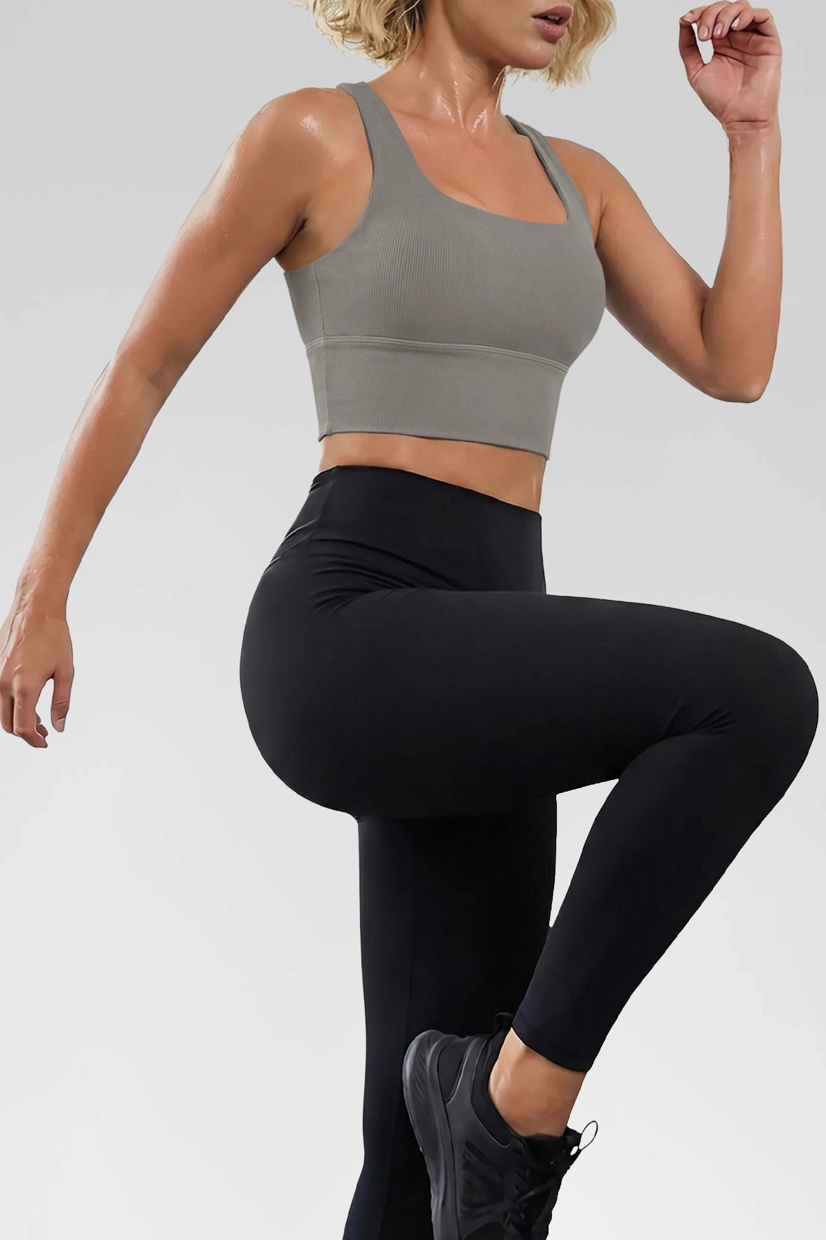 Aoysky Womens Grey Ribbed Racerback Tank