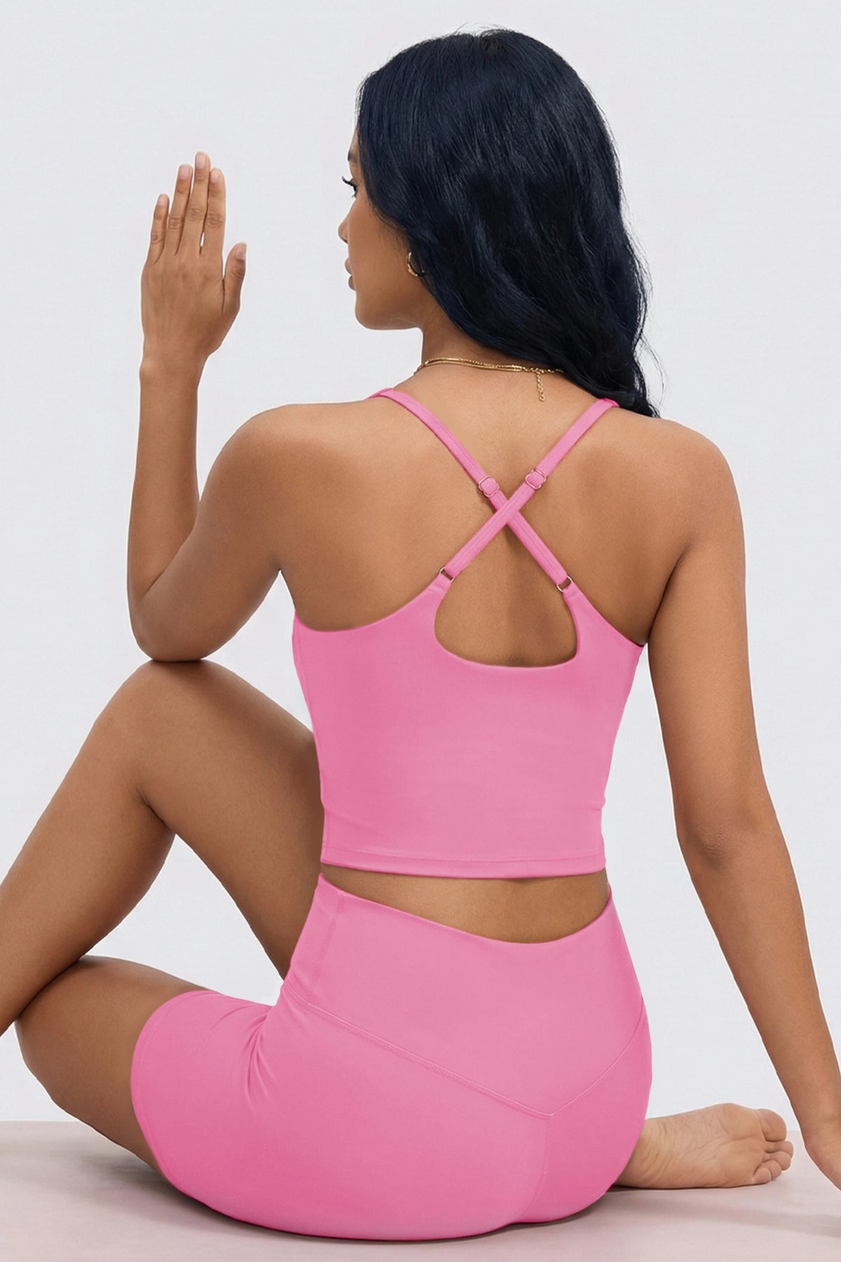 Aoysky Womens Pink Halter Workout Set