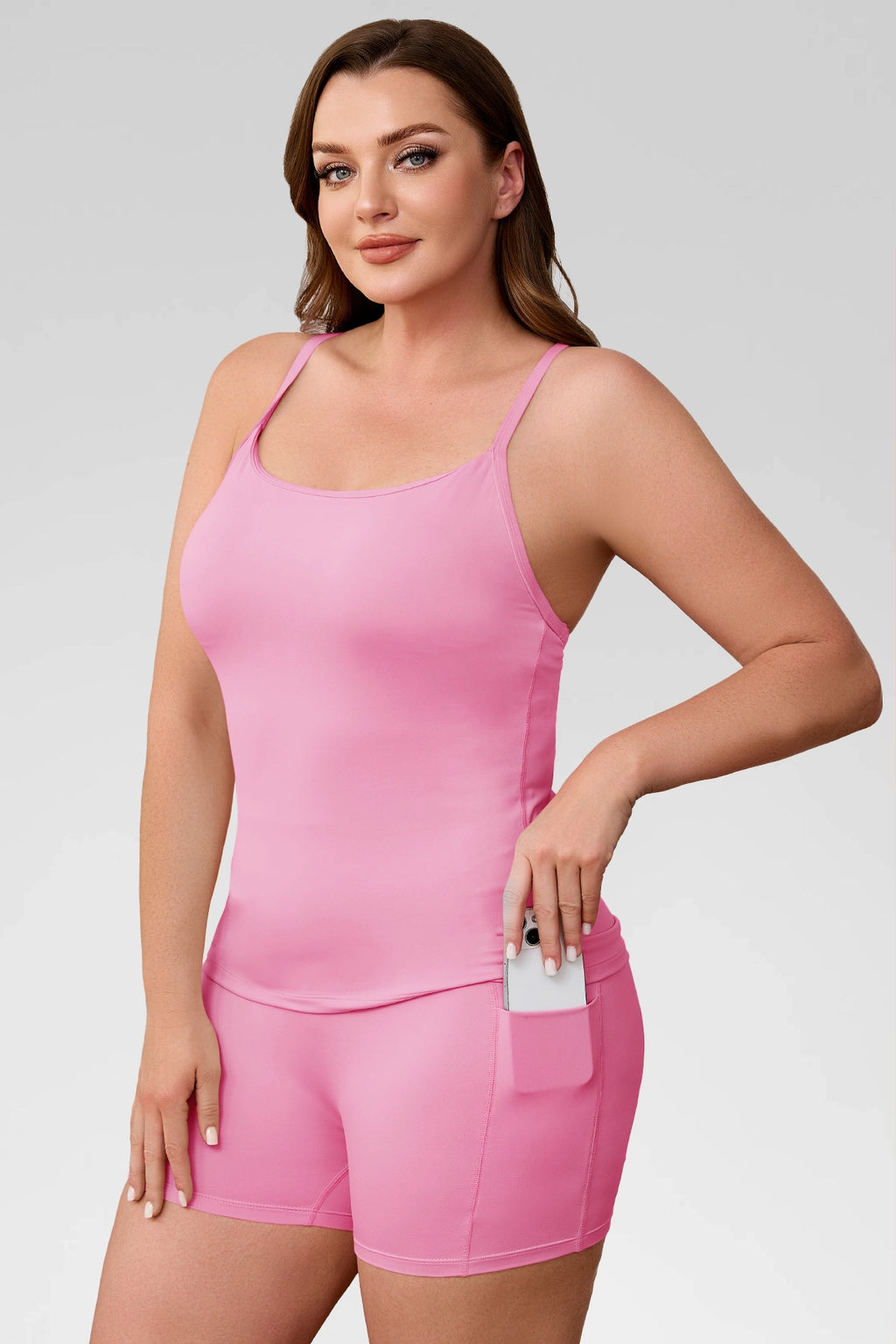 Aoysky Womens Pink Plus Size Workout Set