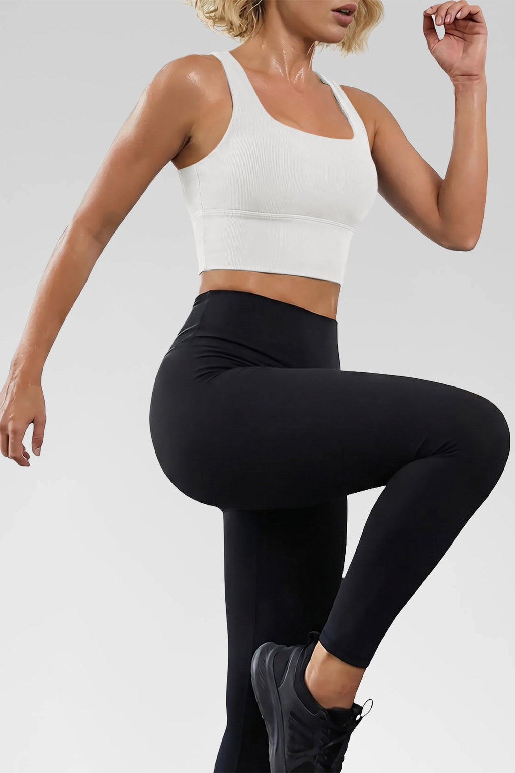 Aoysky Womens White Ribbed Racerback Tank