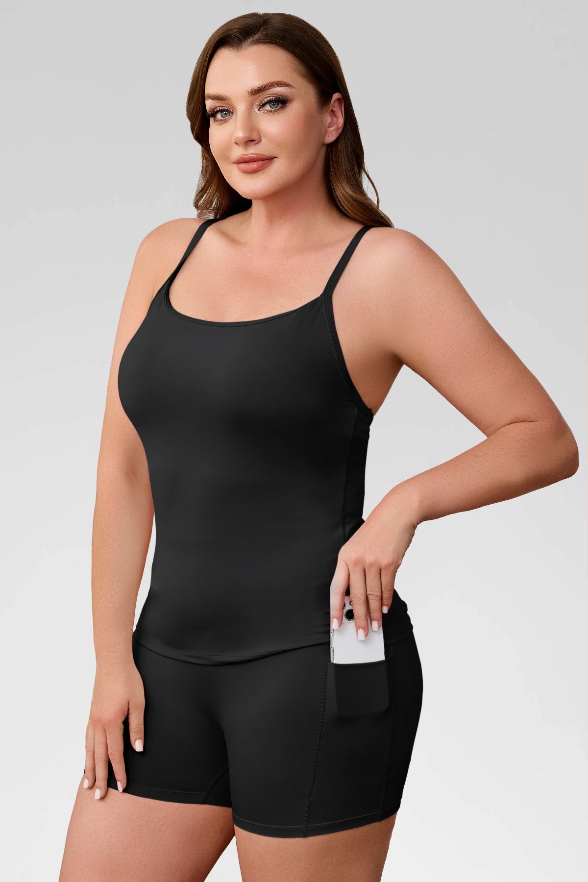 Aoysky Womens Black Plus Size Workout Set