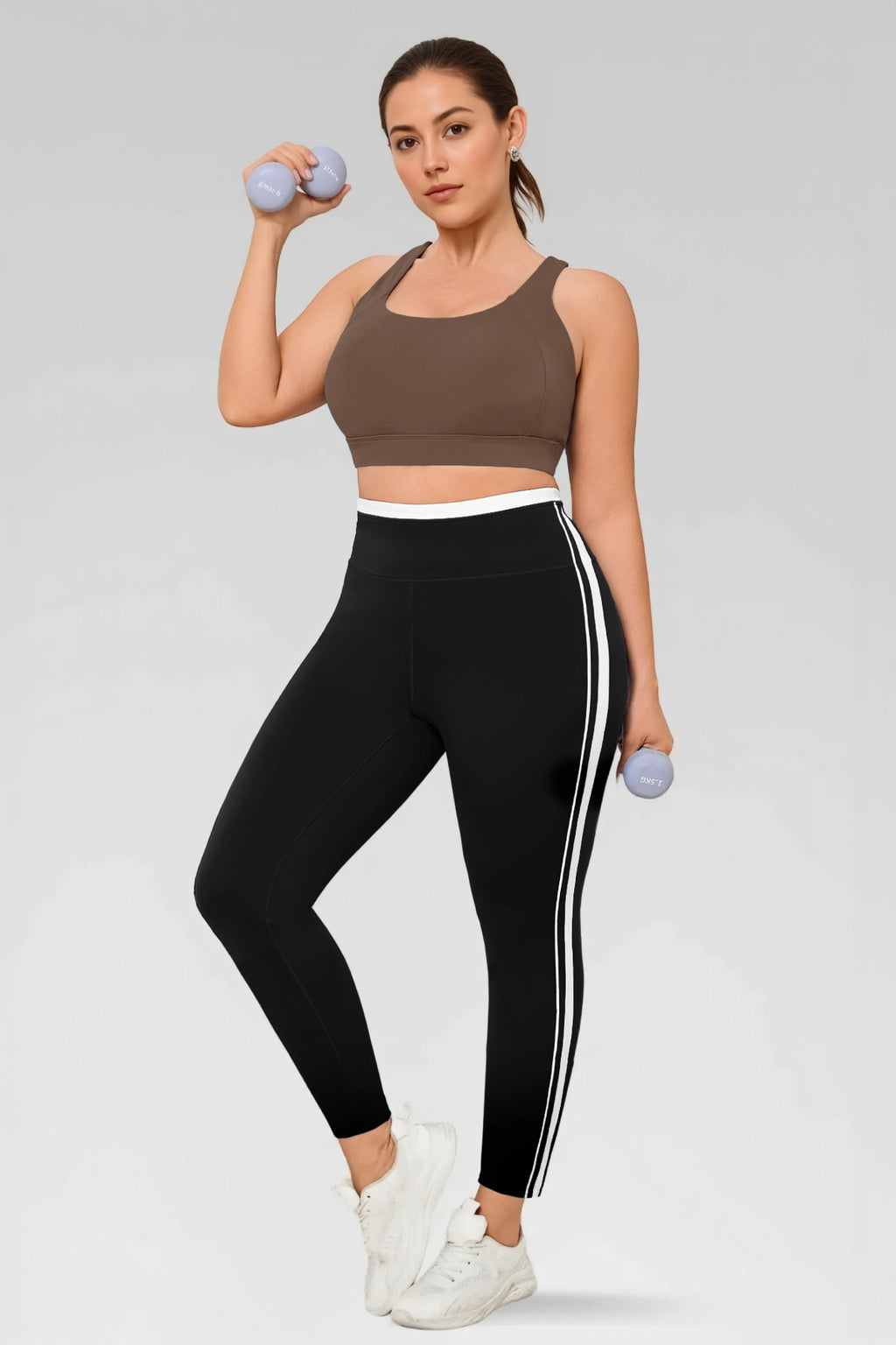 Aoysky Womens Brown Plus Size Sports Bra