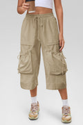 Aoysky Womens Khaki Cargo Capri Pants