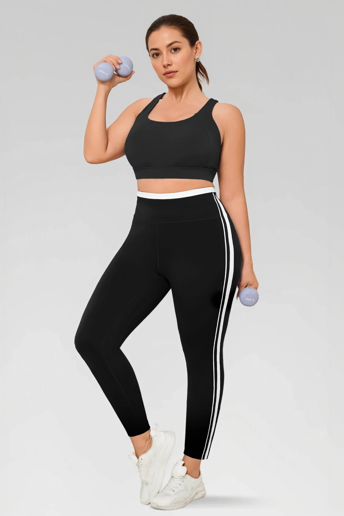 Aoysky Womens Black Plus Size Sports Bra
