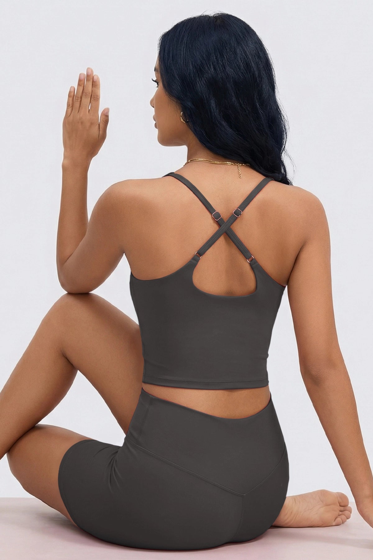 Aoysky Womens Grey Halter Workout Set