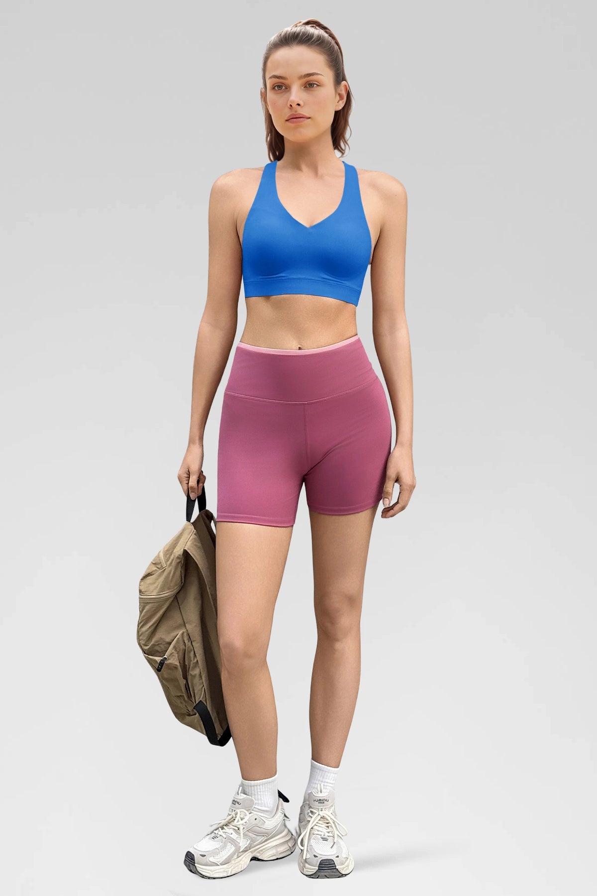 Aoysky Womens Blue V Neck Yoga Bra