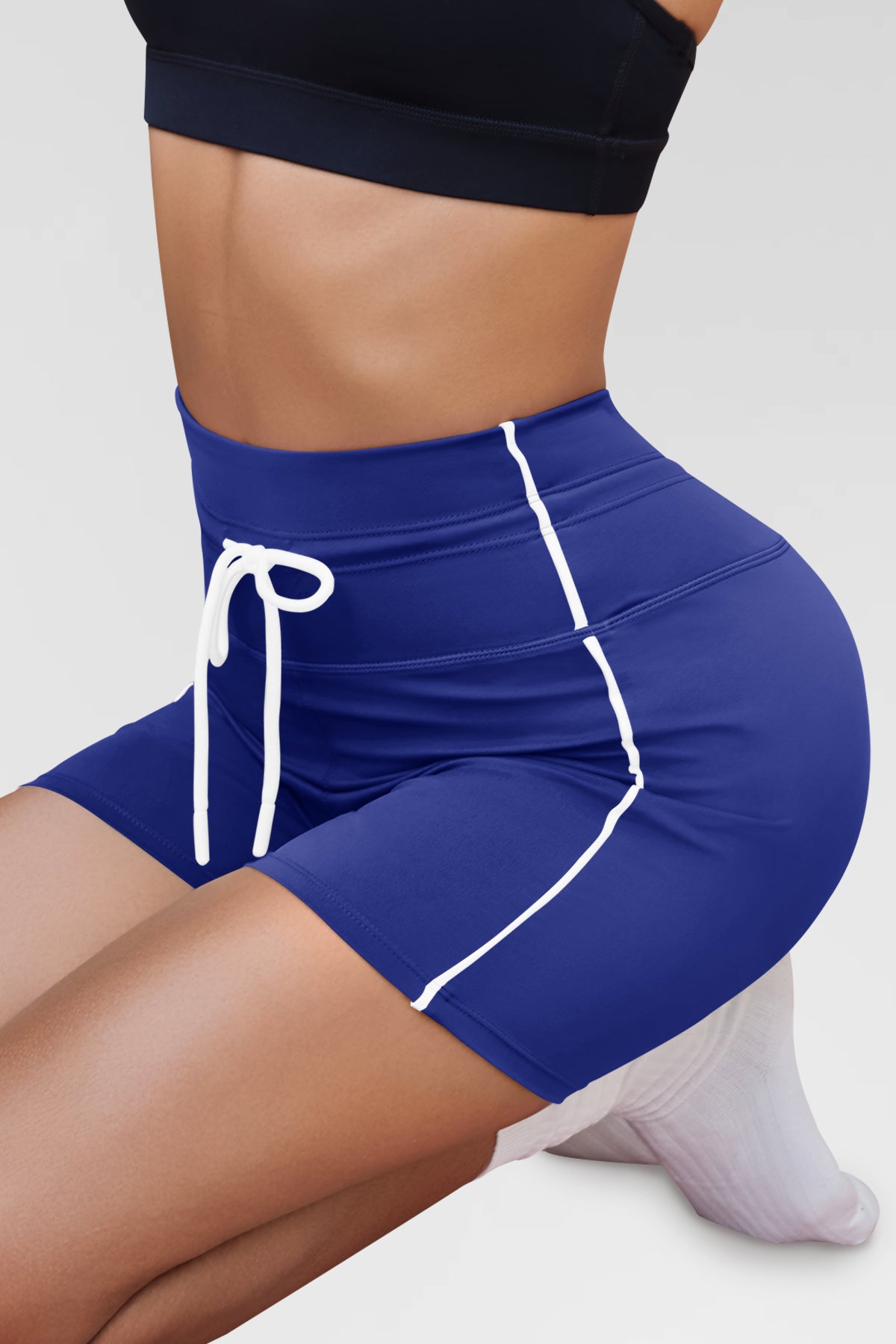 Aoysky Womens Blue Drawstring Biker Shorts