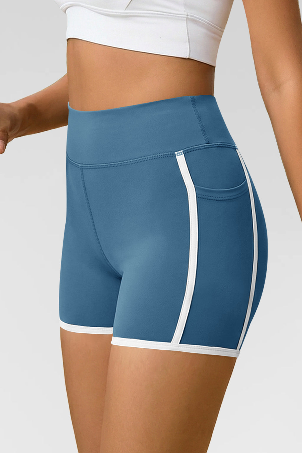Aoysky Womens Blue High Waist Biker Shorts