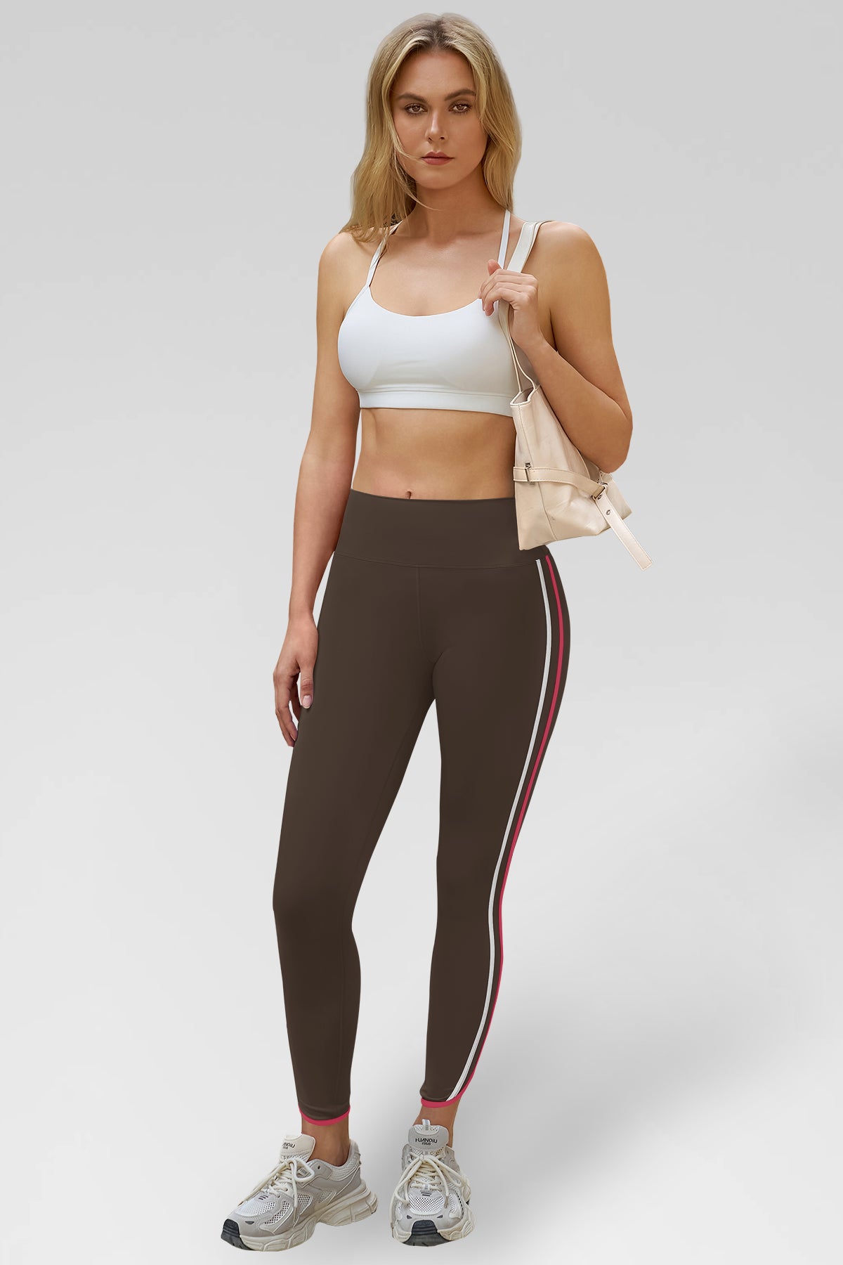 Aoysky Womens Brown Striped Yoga Leggings