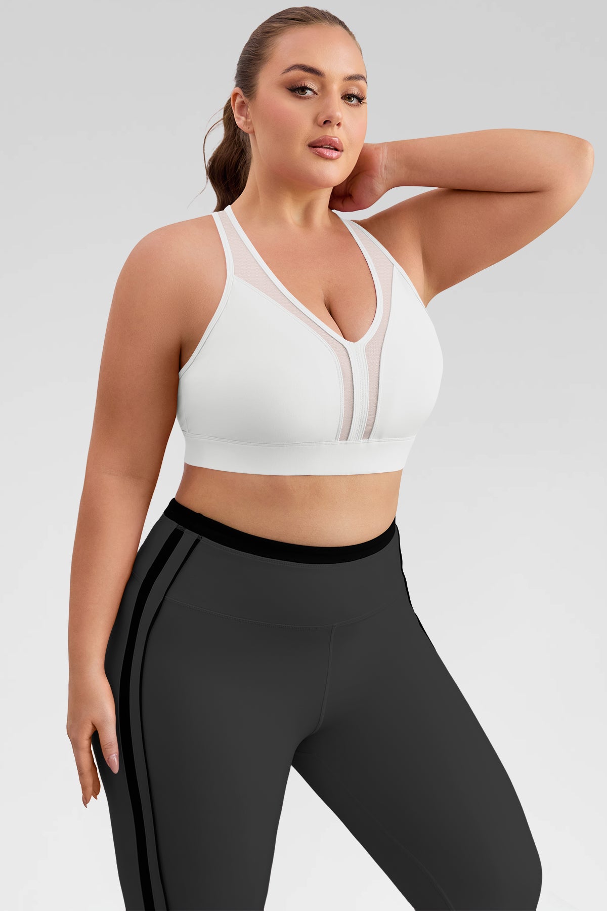 Aoysky Womens White Plus Size Sports Bra