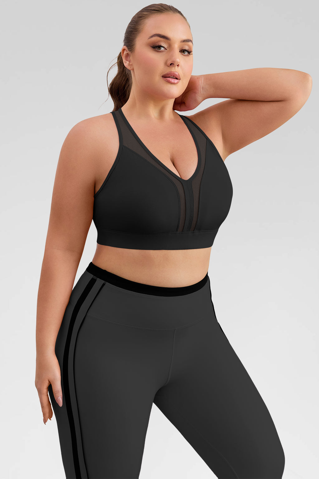 Aoysky Womens Black Plus Size Sports Bra