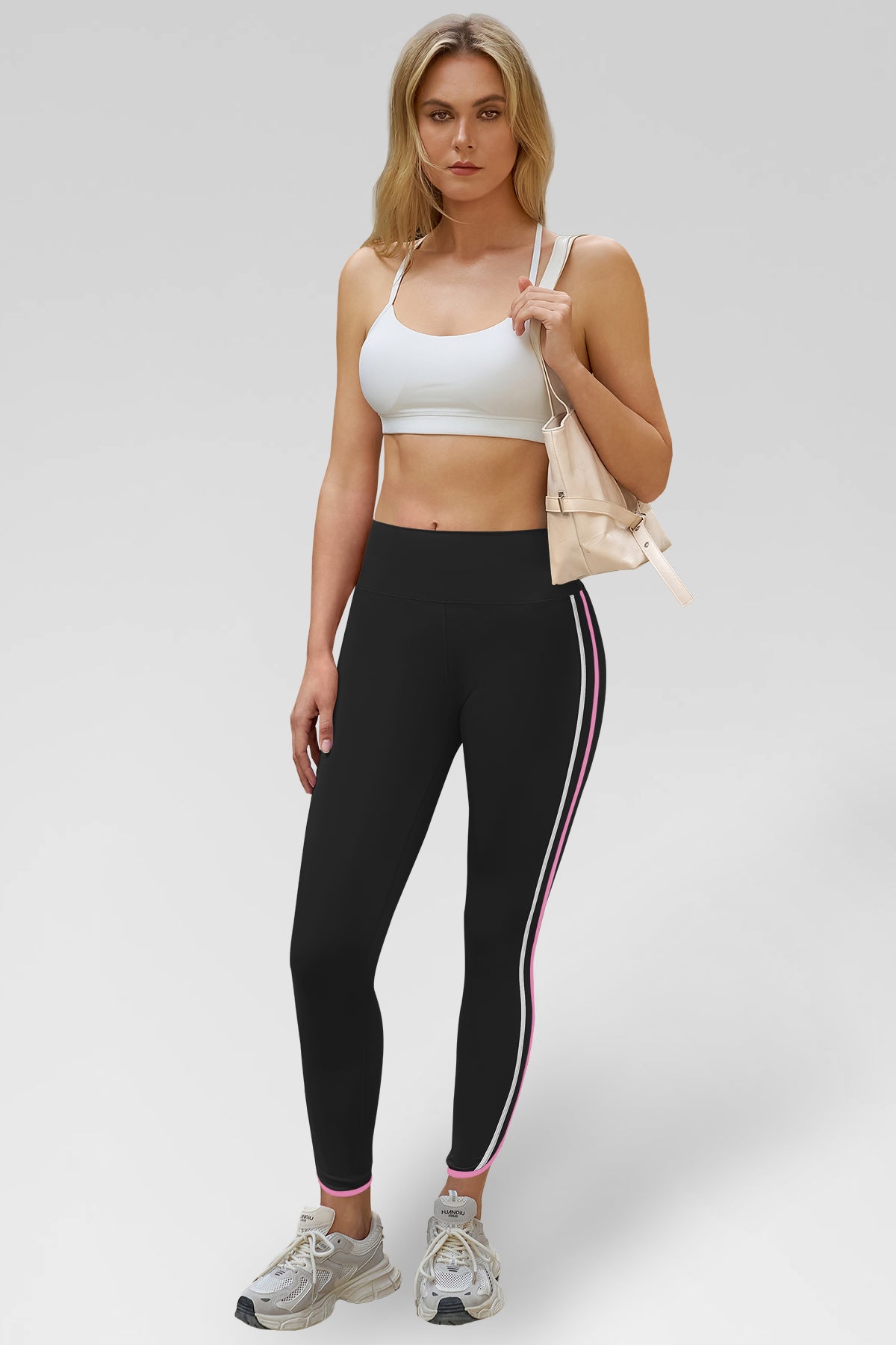 Aoysky Womens Black Striped Yoga Leggings