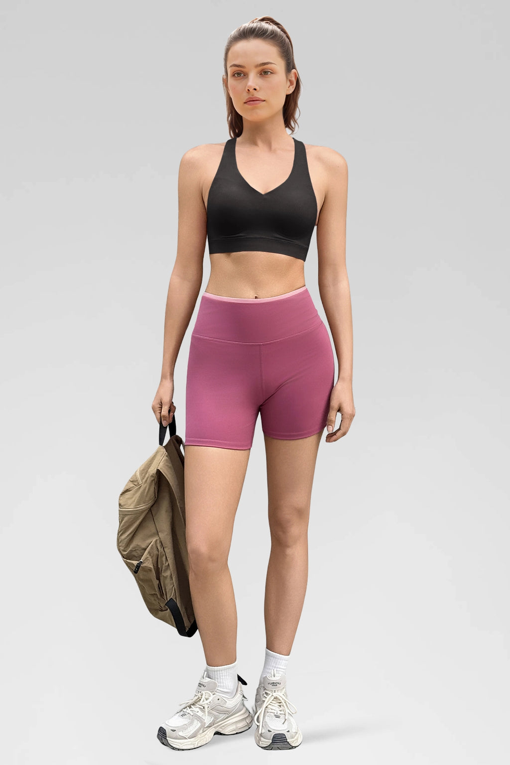 Aoysky Womens Black V Neck Yoga Bra
