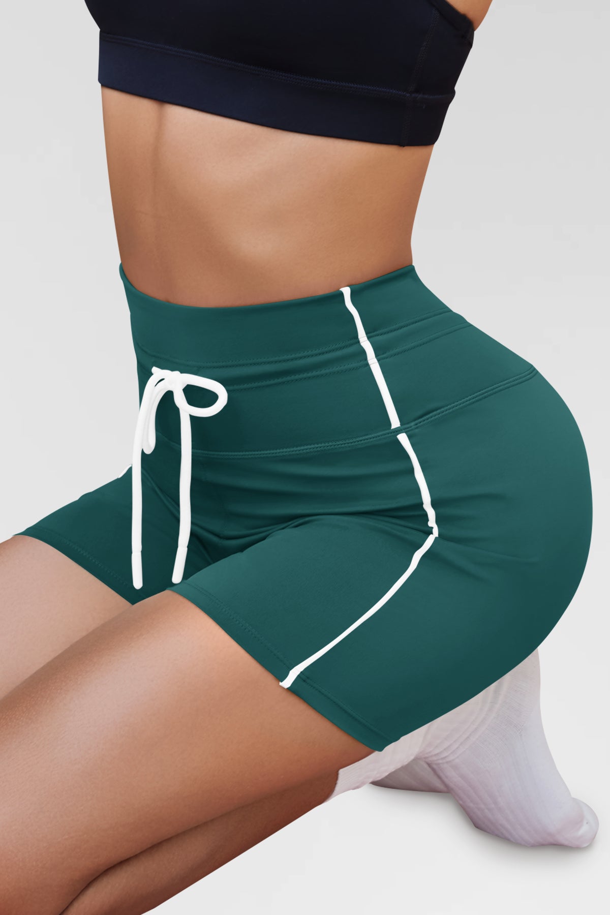 Aoysky Womens Green Drawstring Biker Shorts