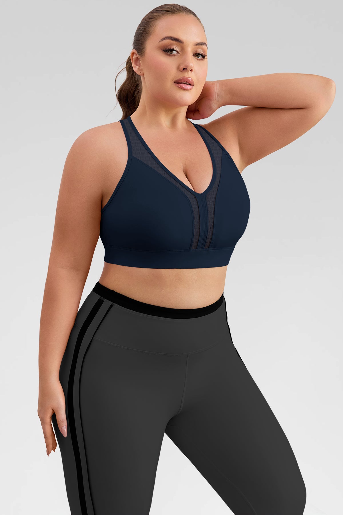 Aoysky Womens Dark Blue Plus Size Sports Bra