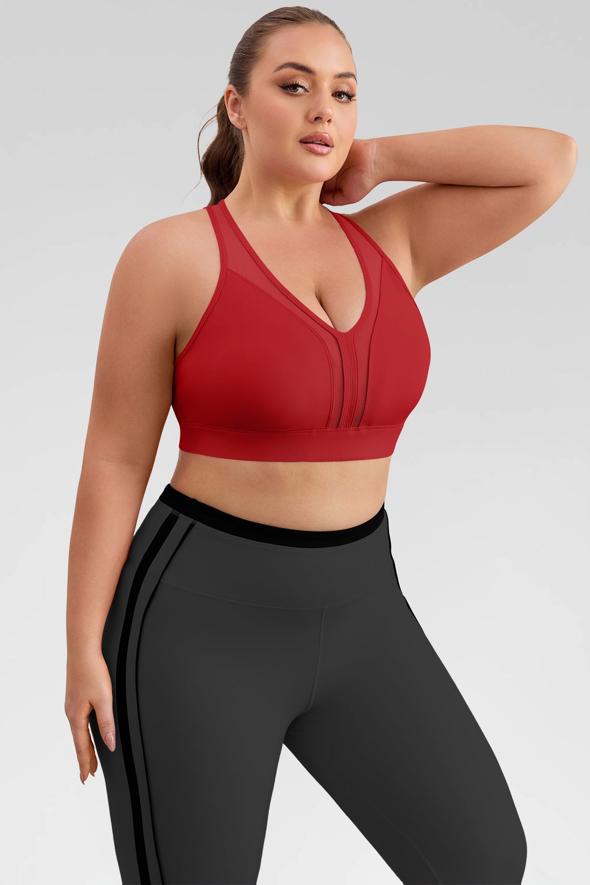 Aoysky Womens Red Plus Size Sports Bra