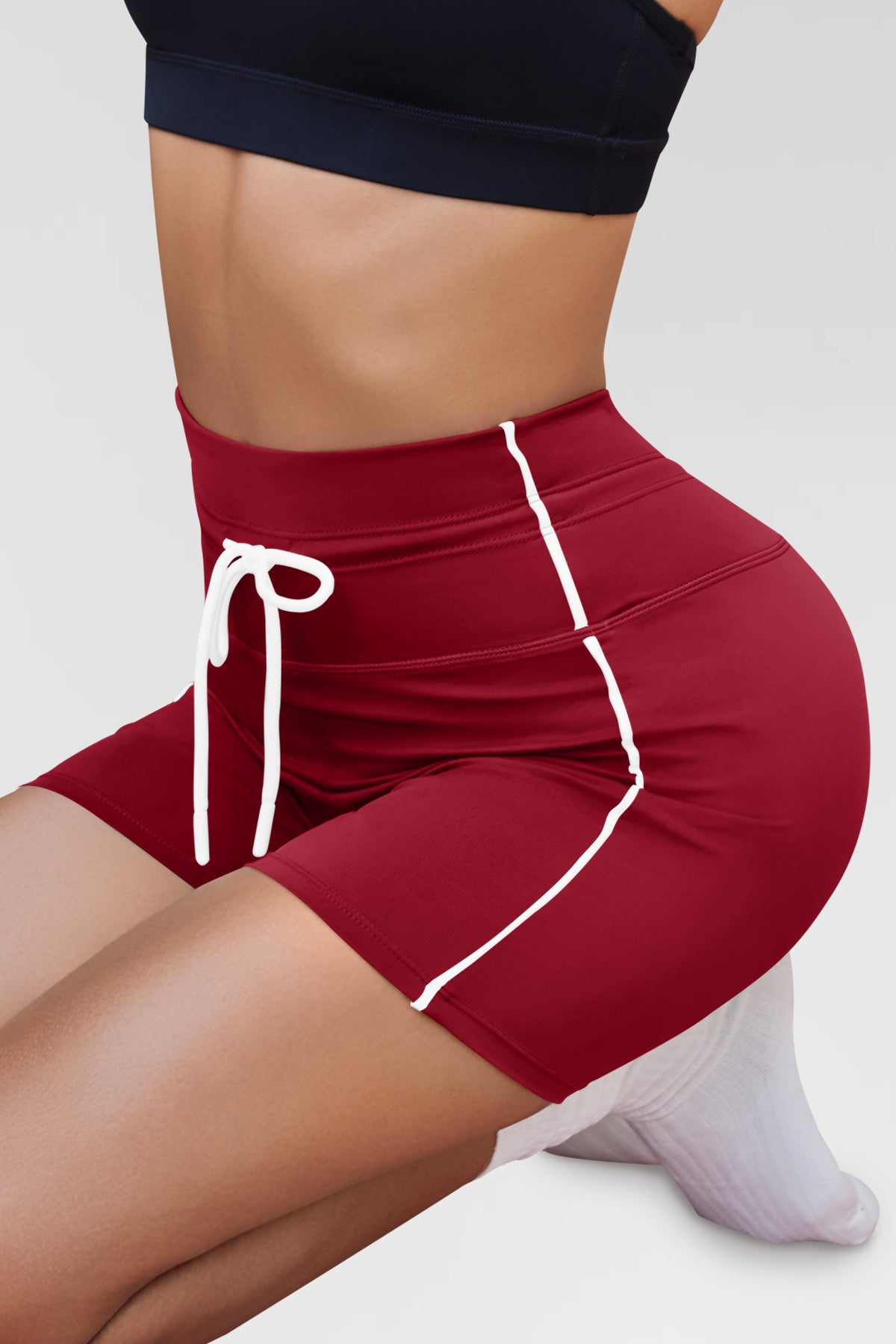 Aoysky Womens Red Drawstring Biker Shorts