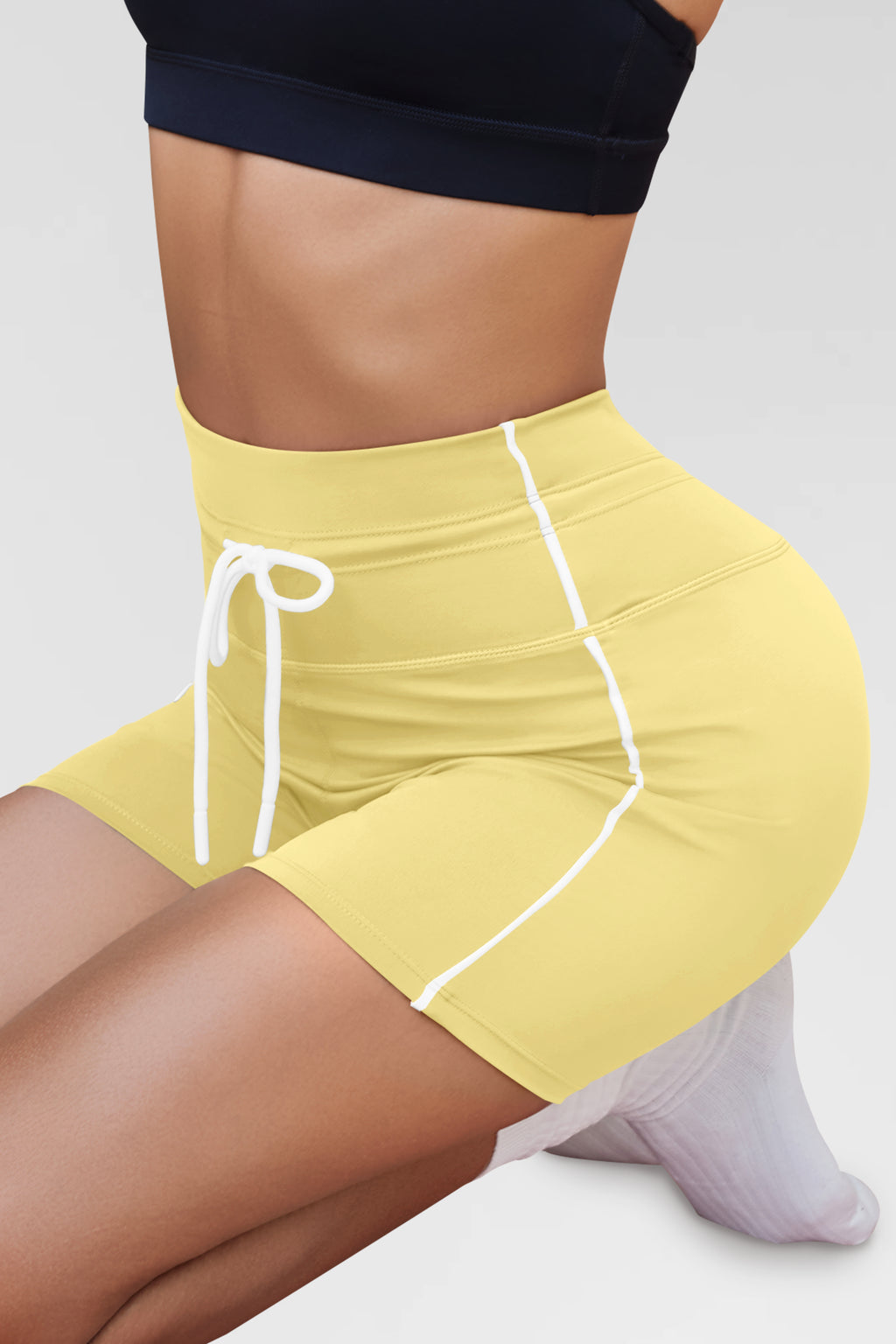 Aoysky Womens Yellow Drawstring Biker Shorts