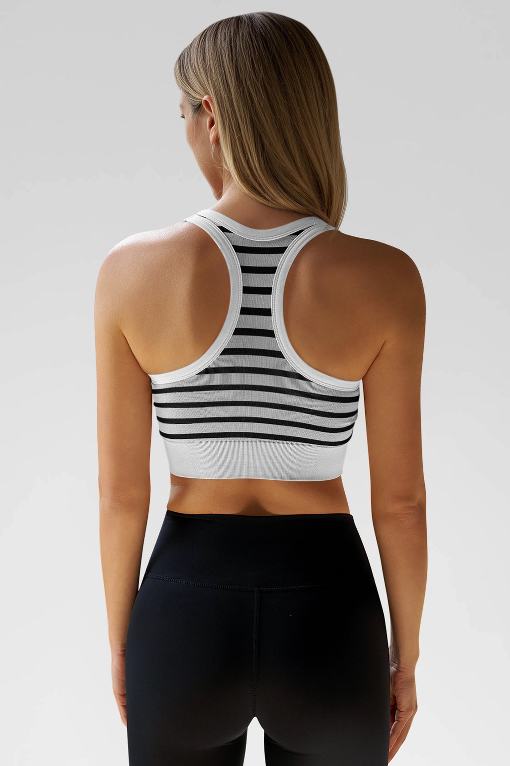 Aoysky Womens White Ribbed Racerback Bra