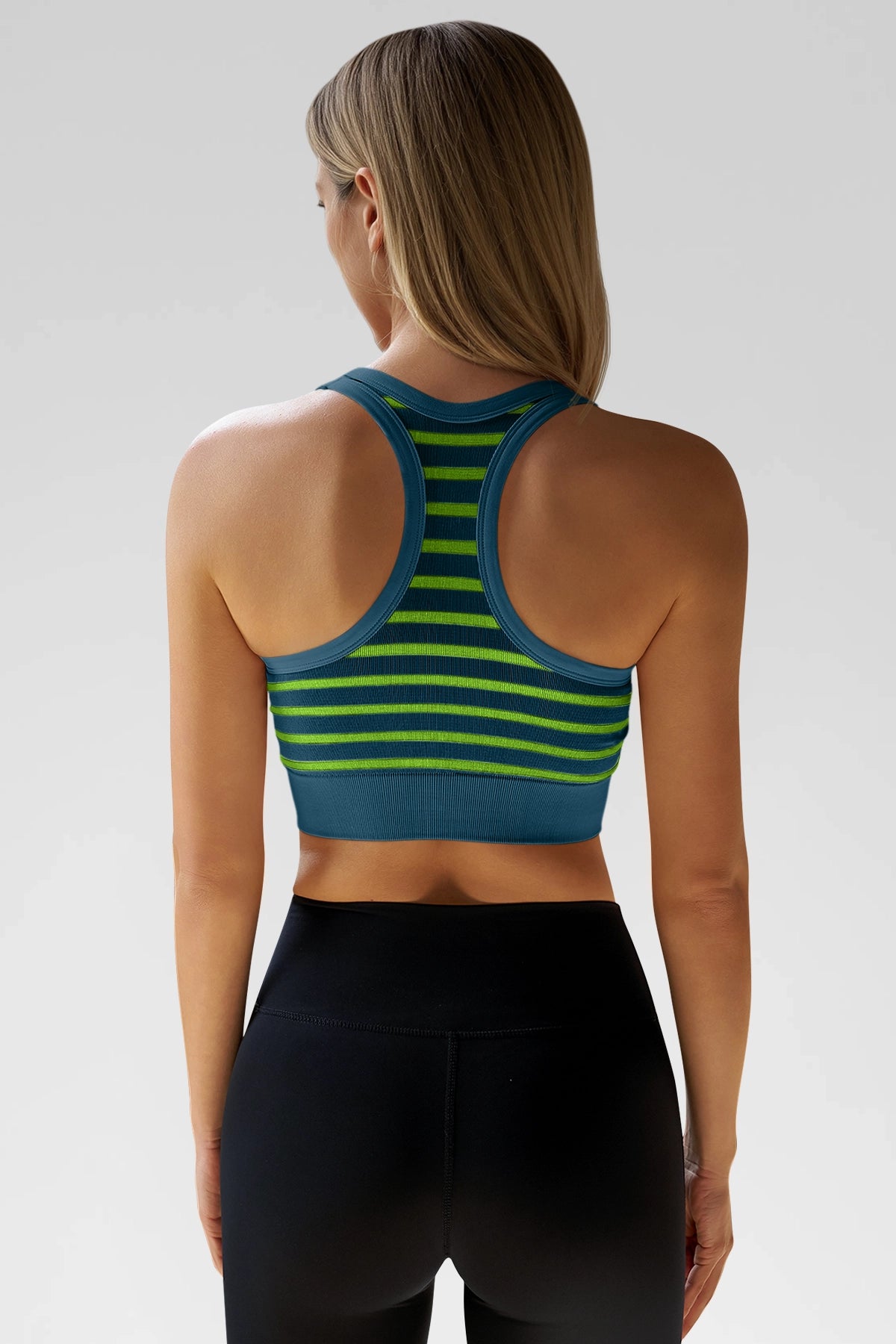 Aoysky Womens Blue Ribbed Racerback Bra