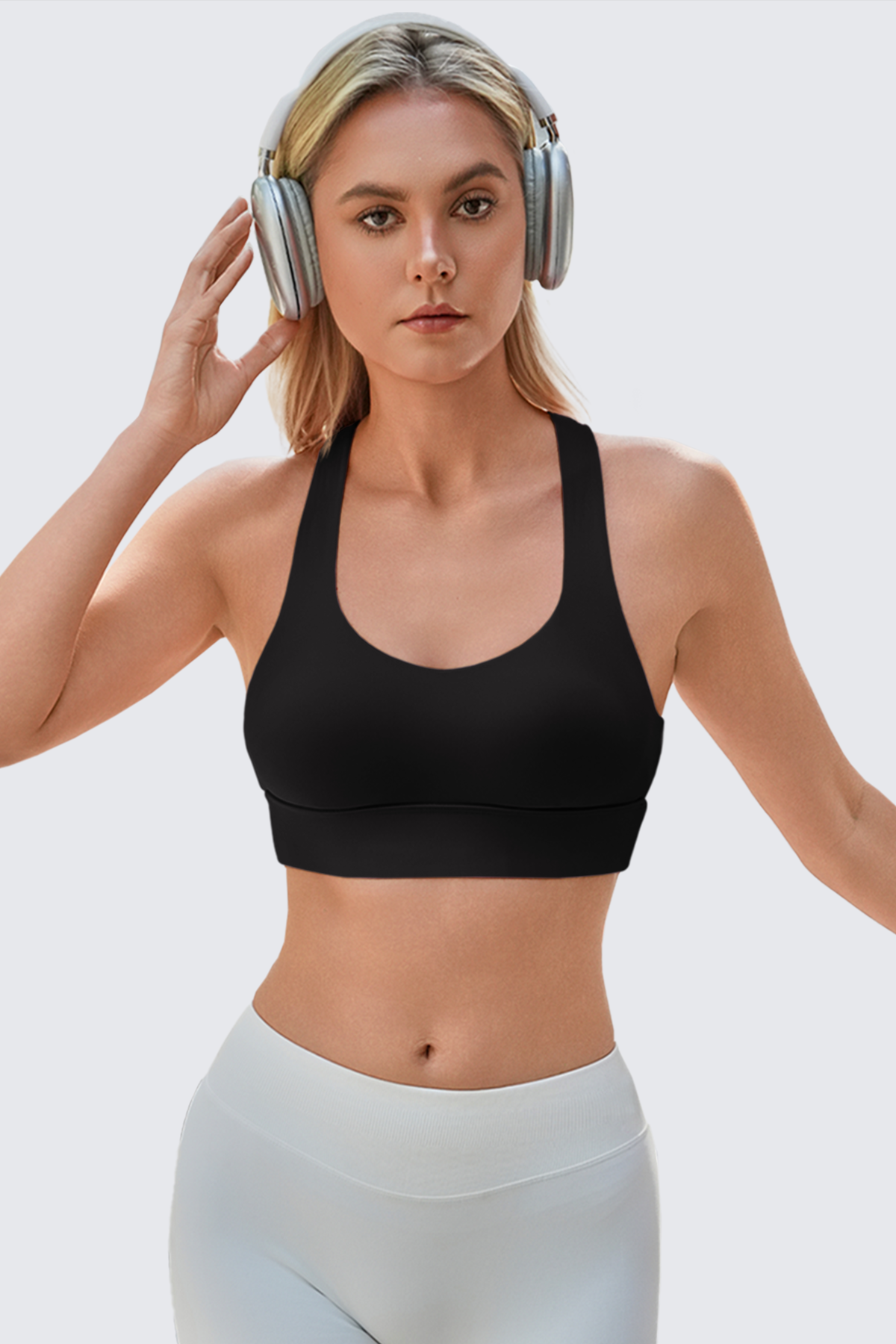 Aoysky Womens Black Criss Cross Sports Bra