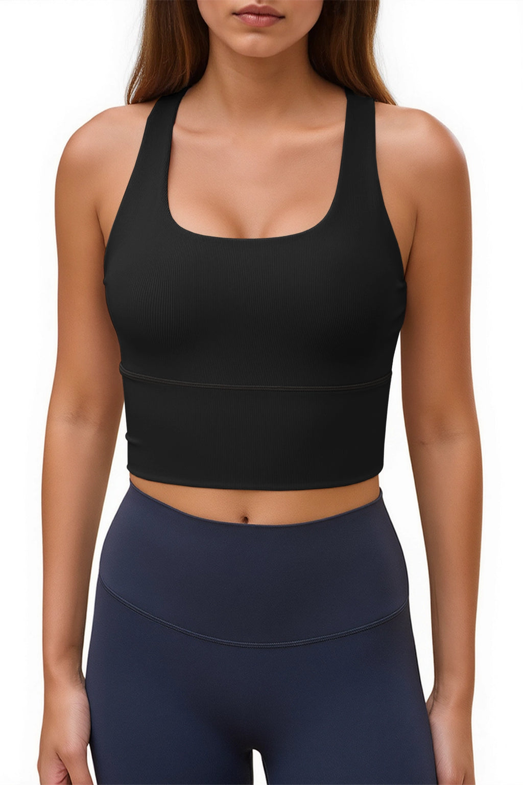 Aoysky Womens Black Ribbed Racerback Tank