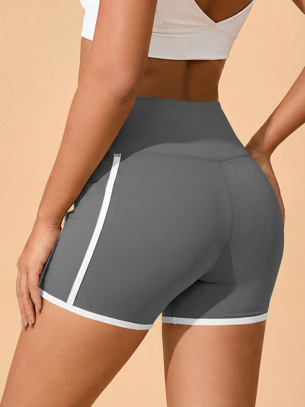 Aoysky Womens Dark Grey High Waist Biker Shorts