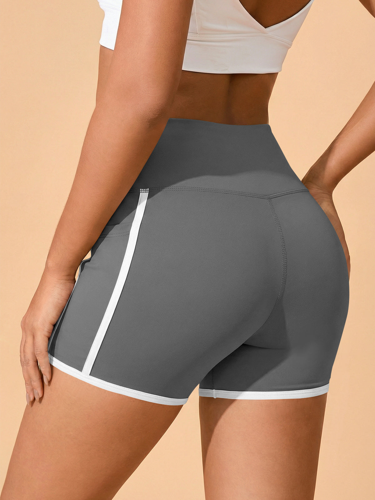 Aoysky Womens Dark Grey High Waist Biker Shorts