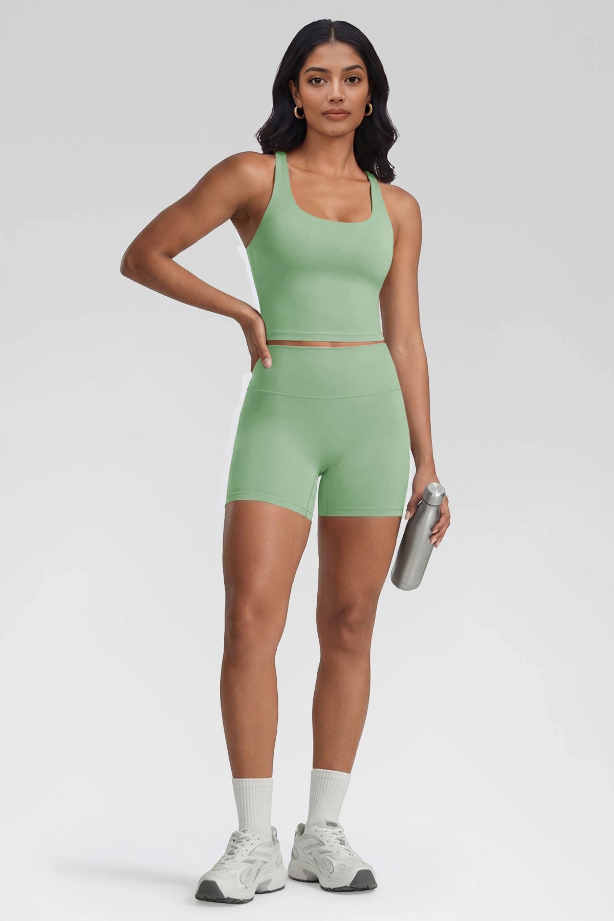Aoysky Womens Green Halter Workout Set