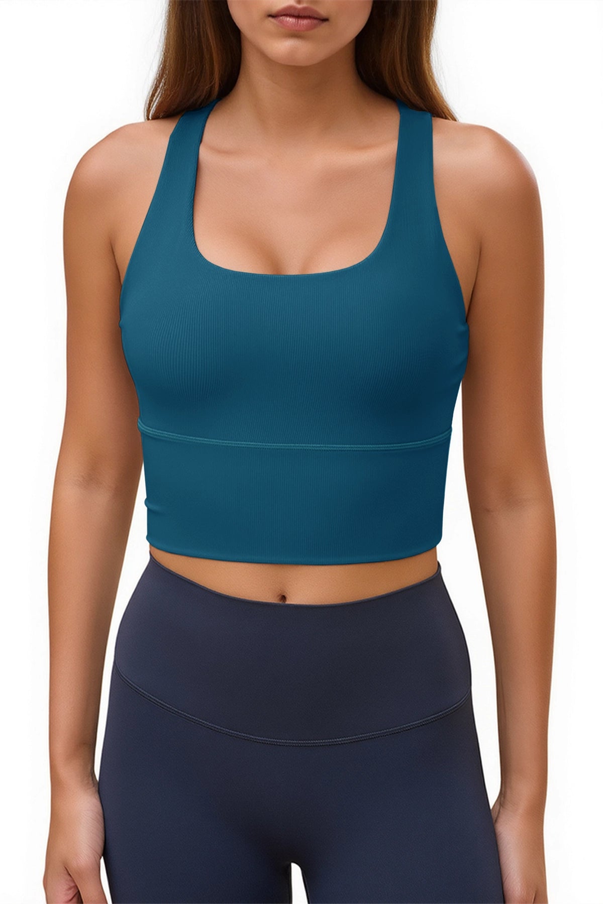 Aoysky Womens Dark Blue Ribbed Racerback Tank