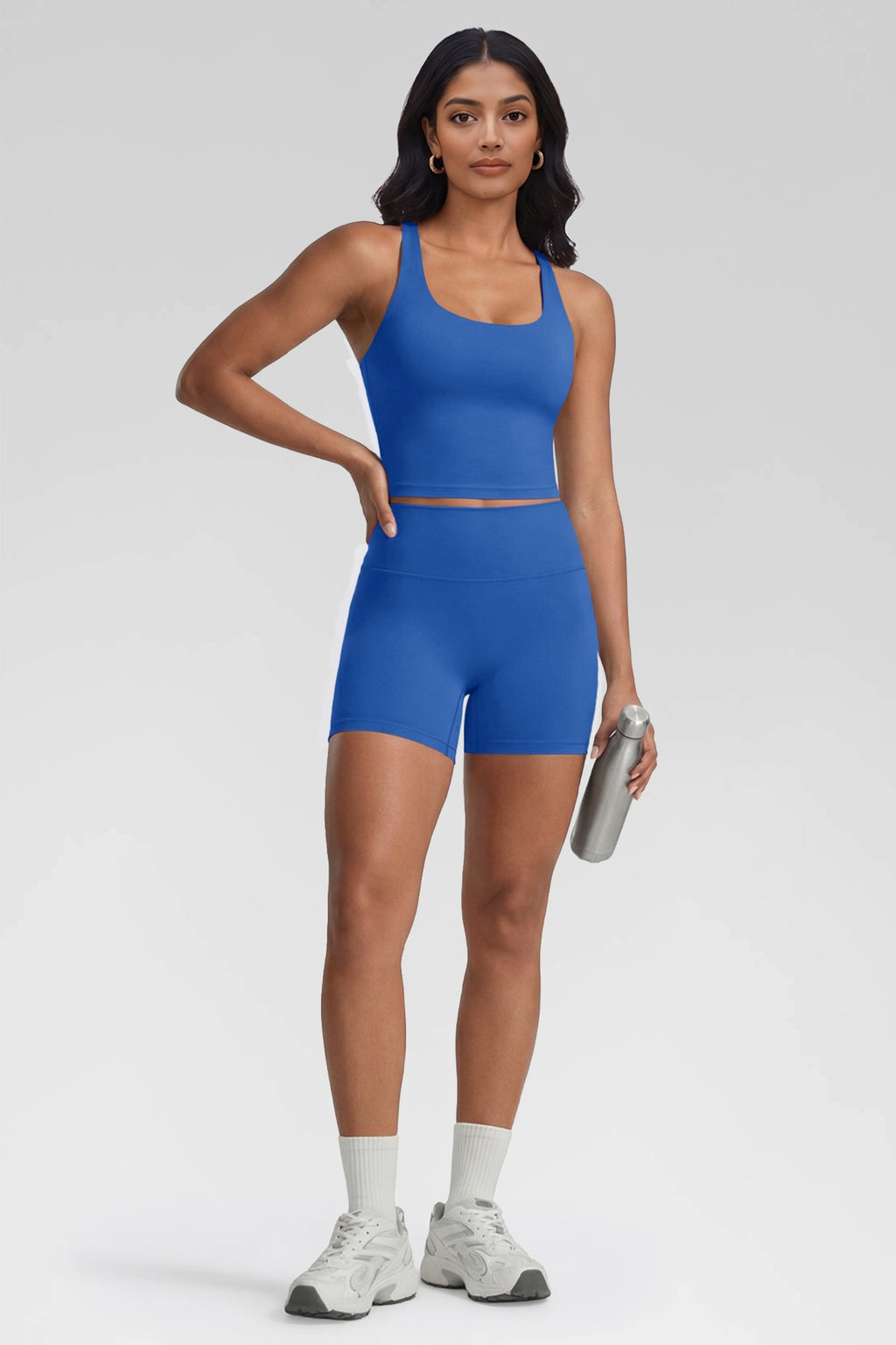 Aoysky Womens Blue Halter Workout Set