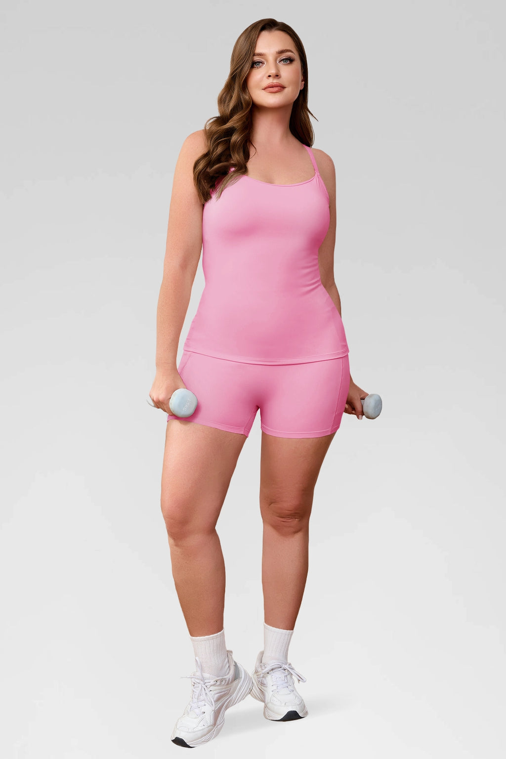 Aoysky Womens Pink Plus Size Workout Set