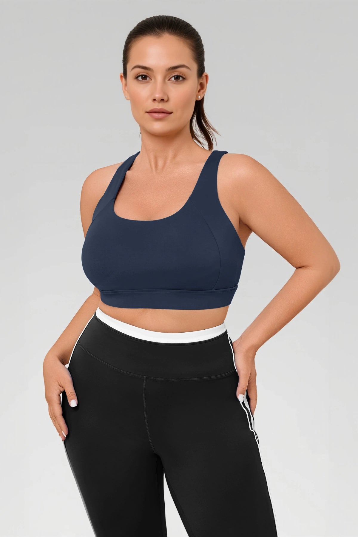 Aoysky Womens Dark Blue Plus Size Sports Bra