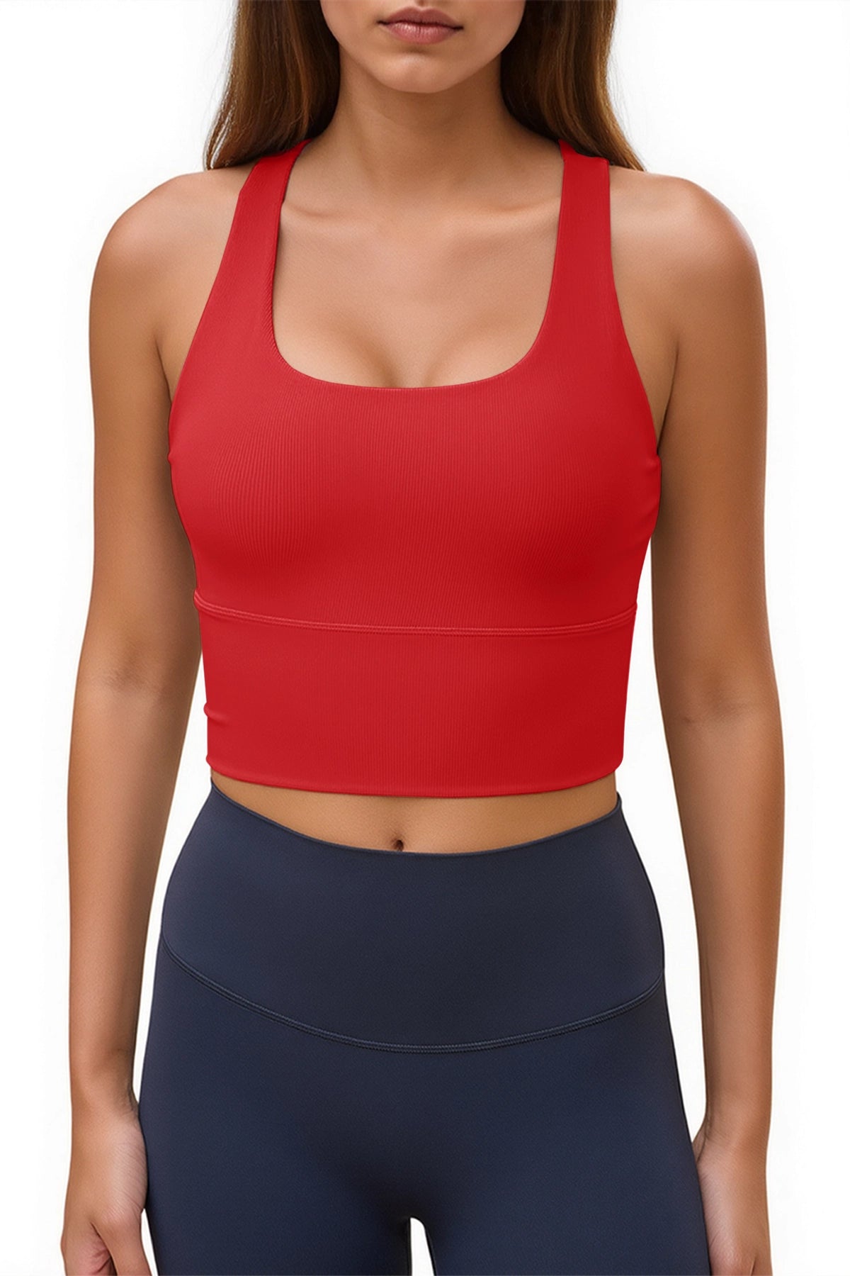 Aoysky Womens Red Ribbed Racerback Tank