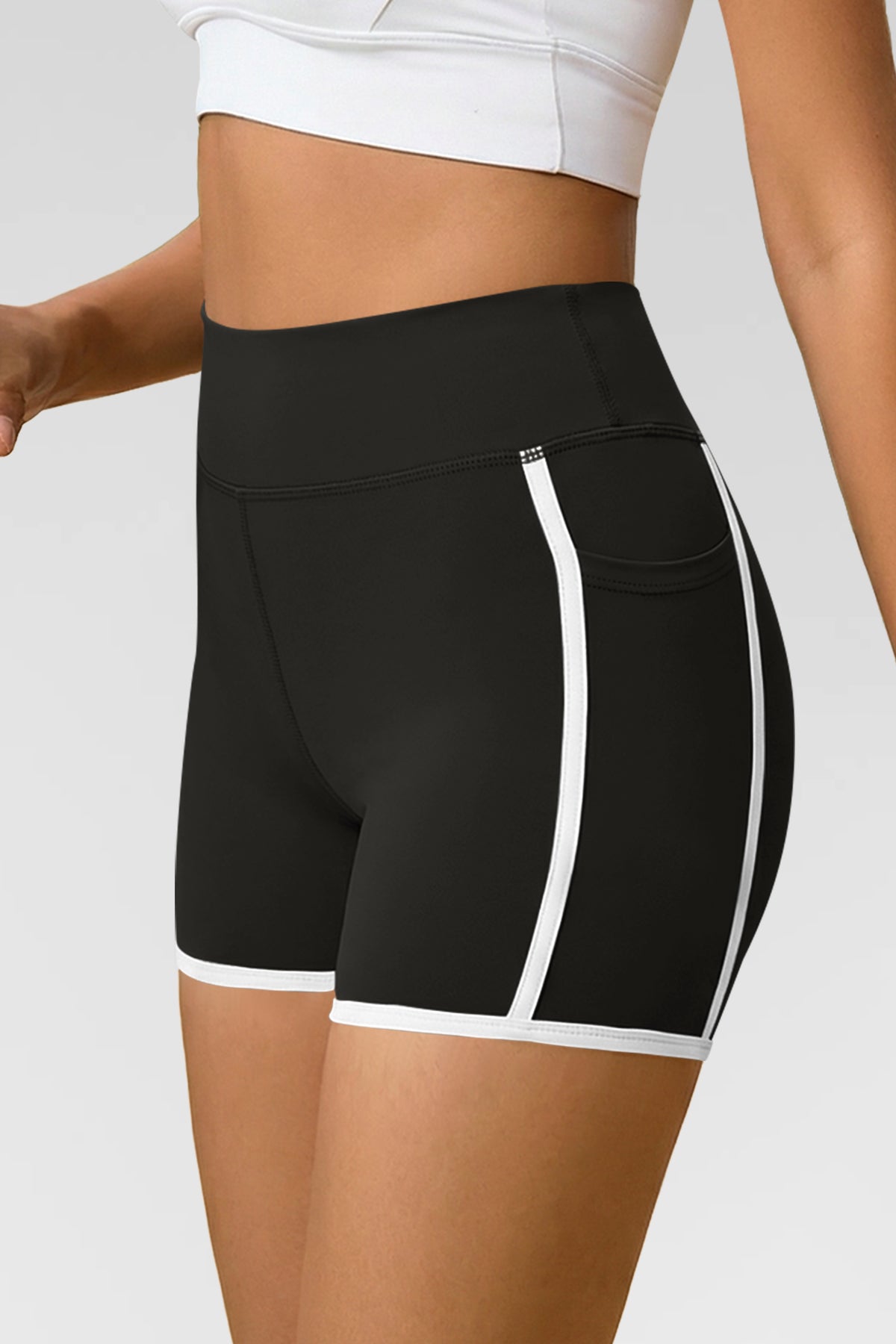 Aoysky Womens Black High Waist Biker Shorts