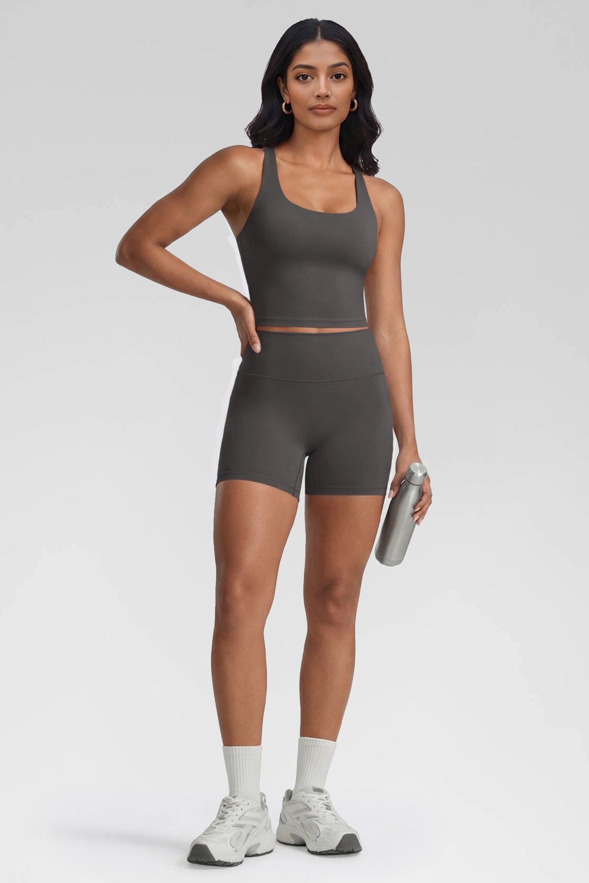 Aoysky Womens Grey Halter Workout Set