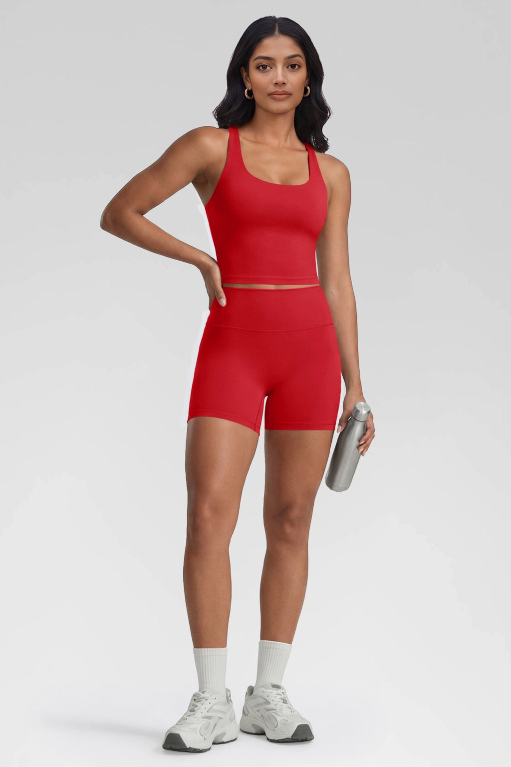 Aoysky Womens Red Halter Workout Set