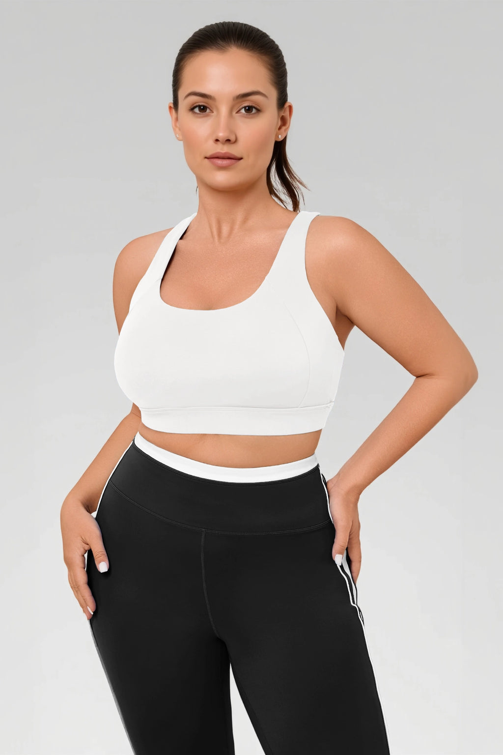 Aoysky Womens White Plus Size Sports Bra