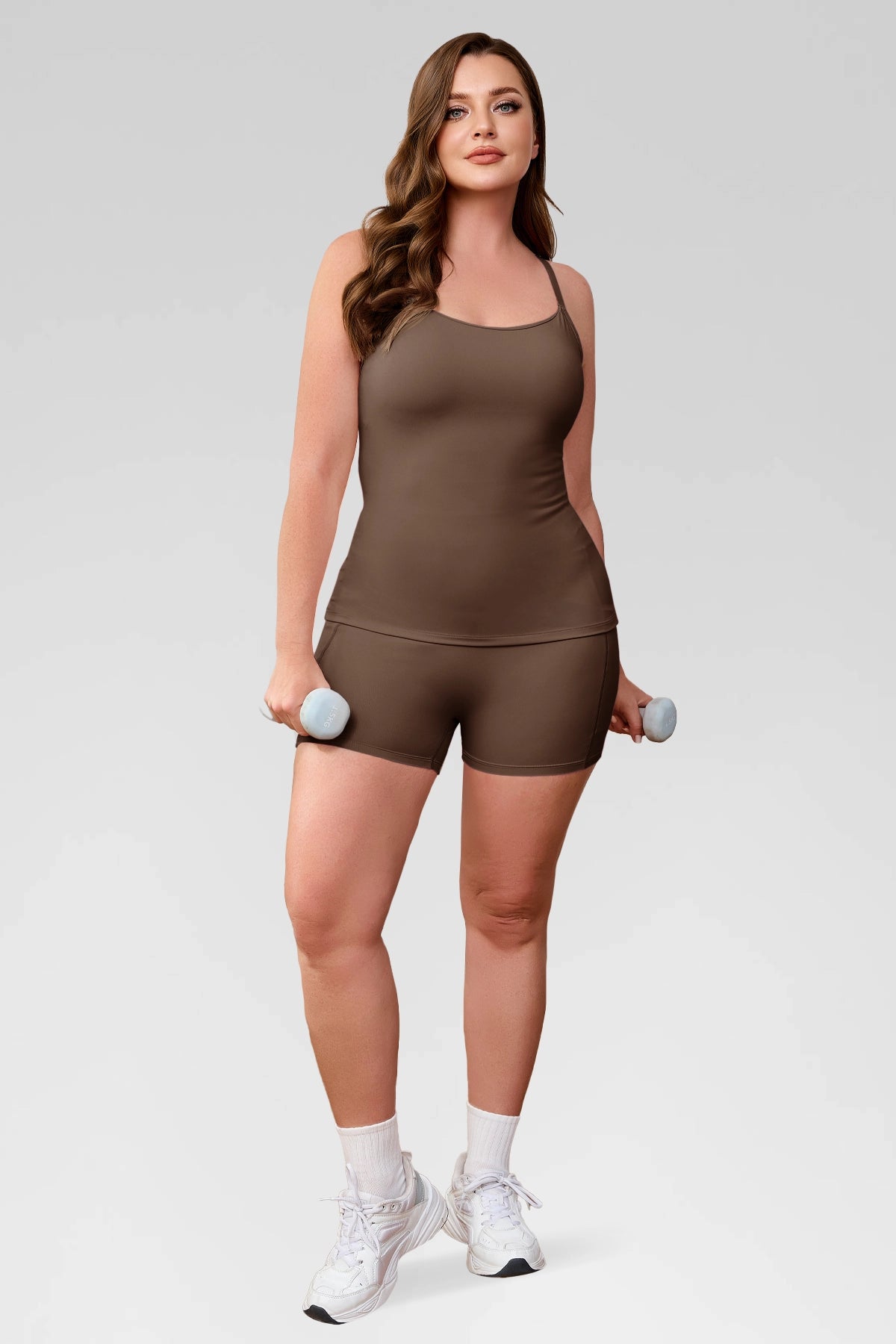 Aoysky Womens Brown Plus Size Workout Set