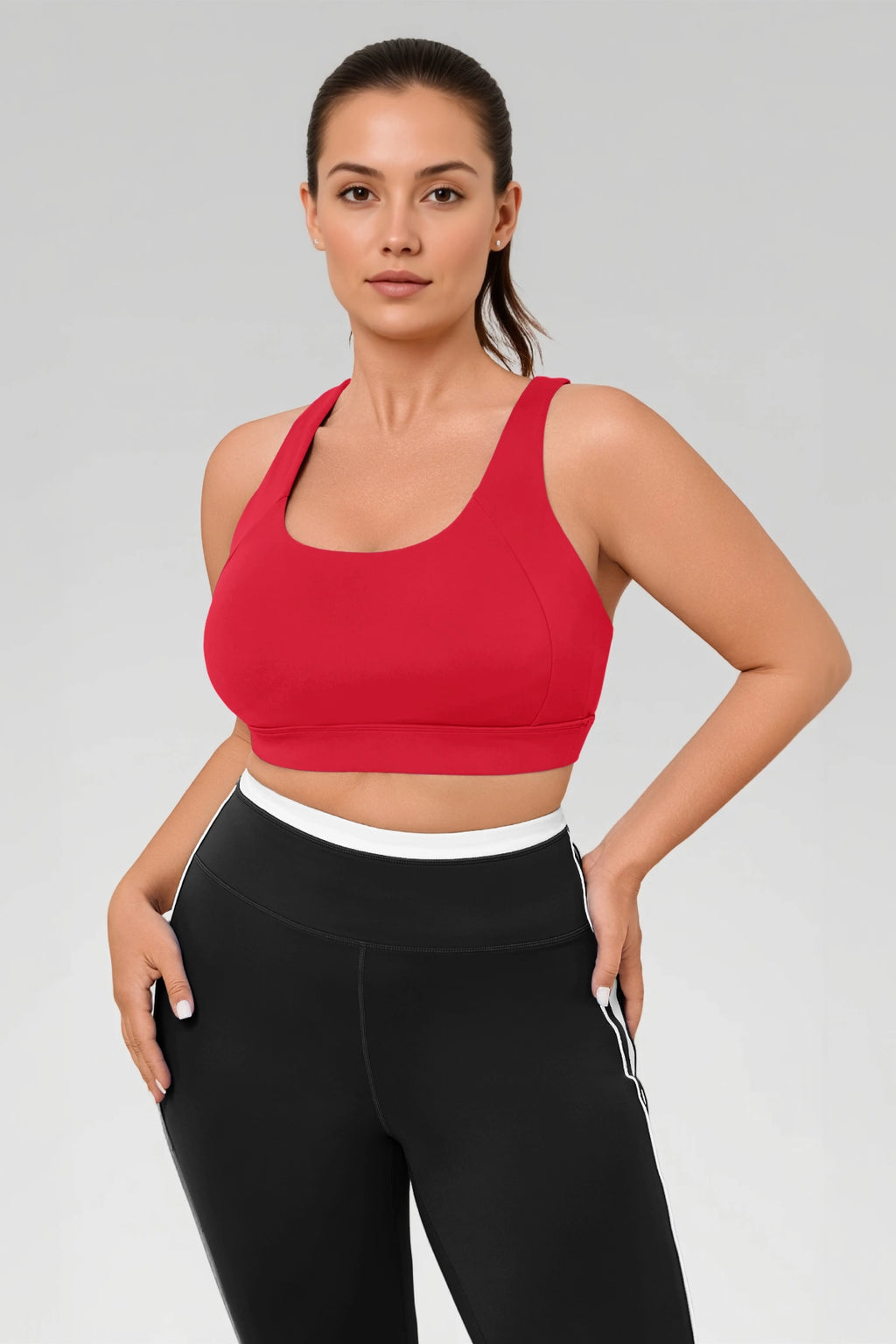 Aoysky Womens Red Plus Size Sports Bra