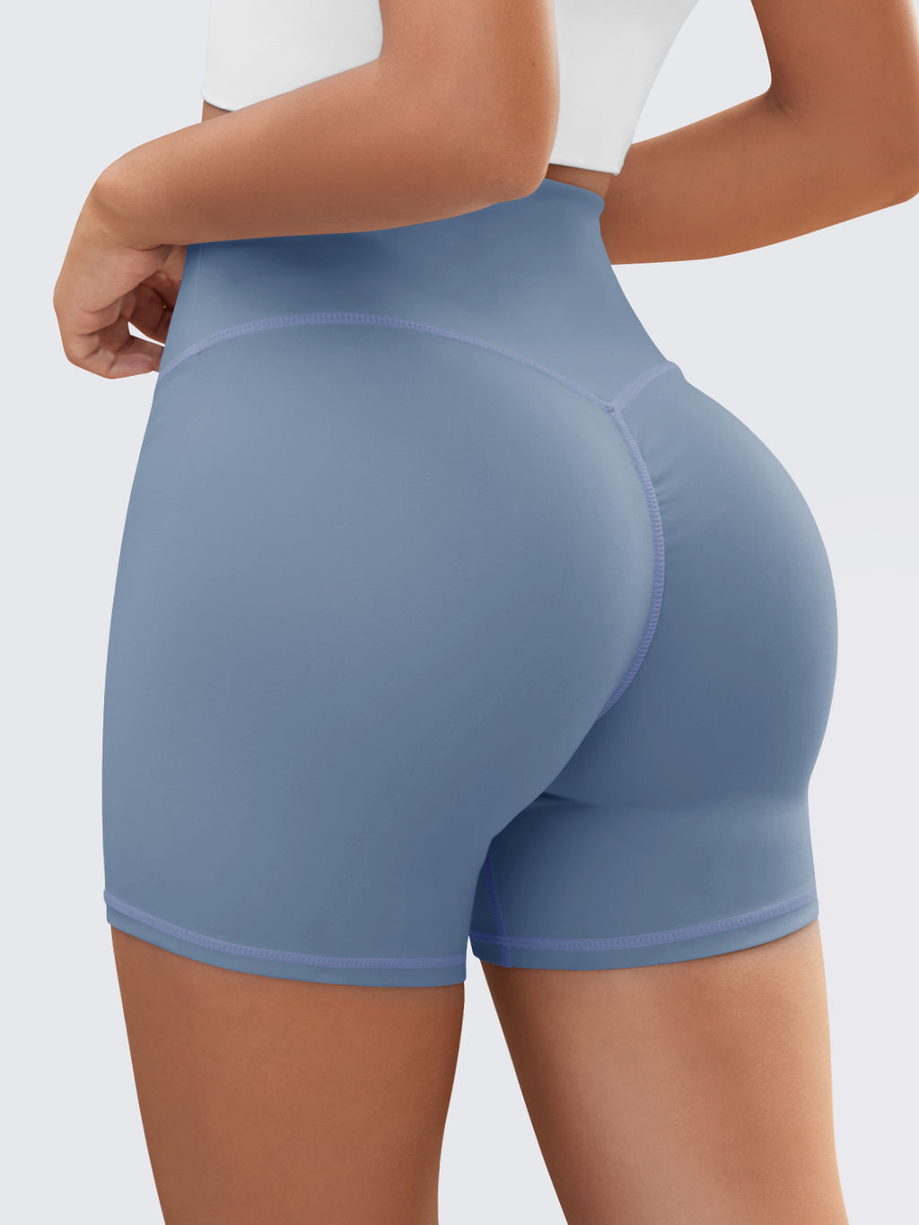 Aoysky Womens Bluish Grey Ruched Biker Shorts