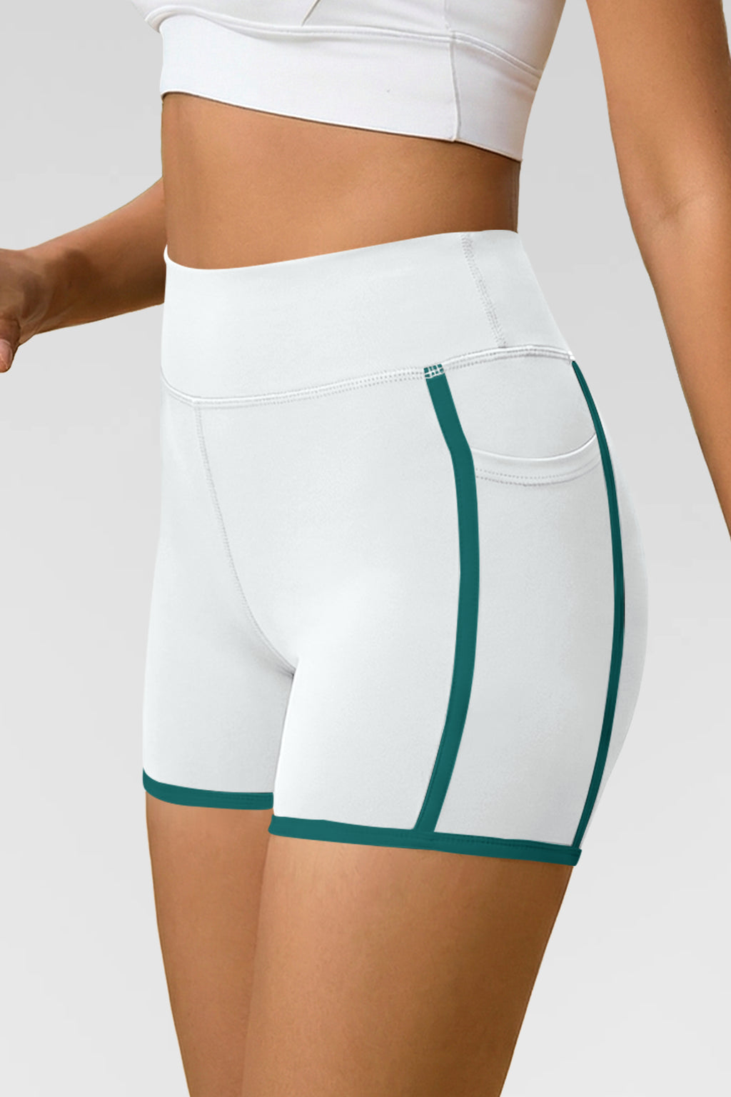Aoysky Womens White High Waist Biker Shorts