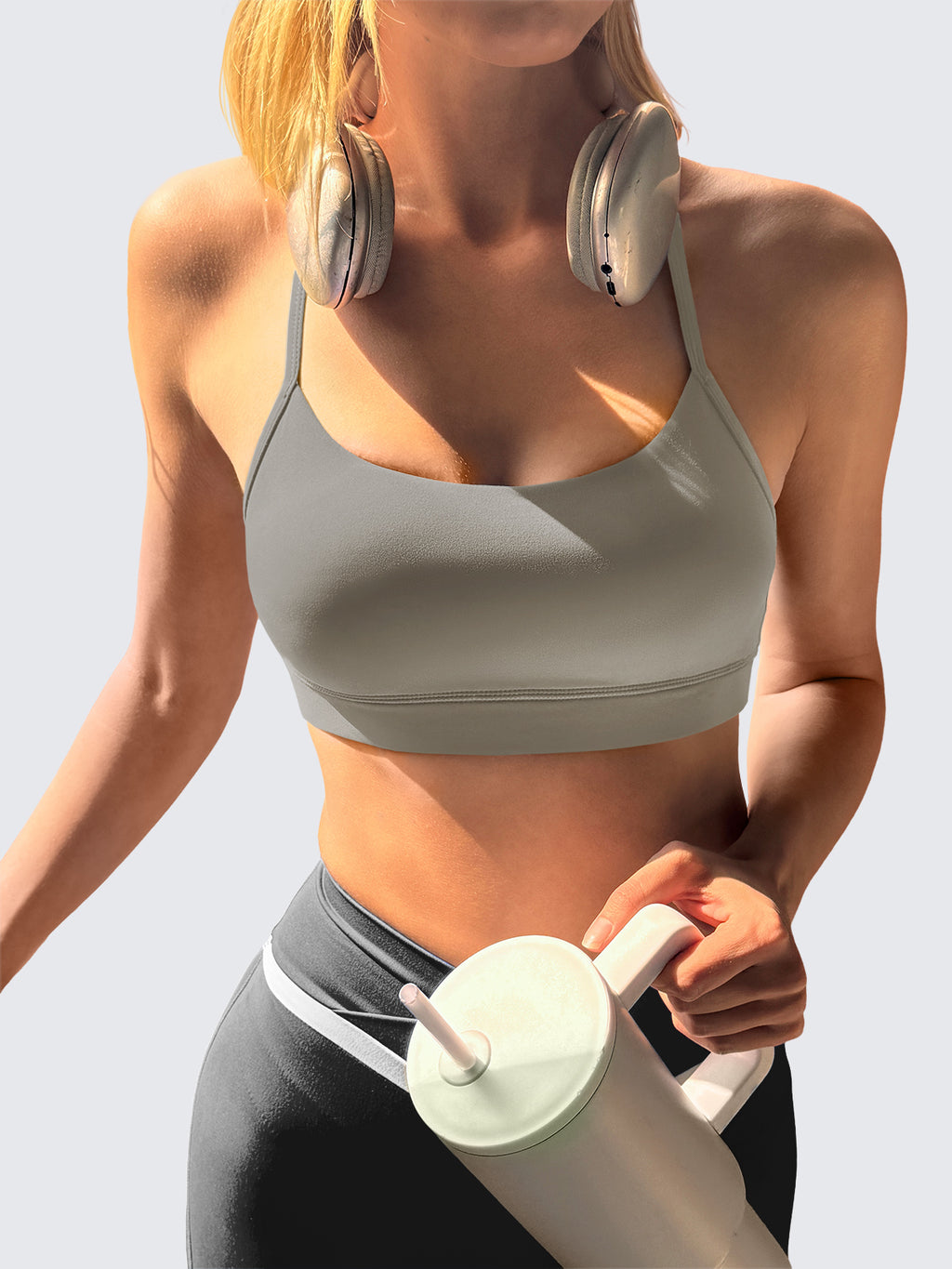 Aoysky Womens Grey Y Back Sports Bra