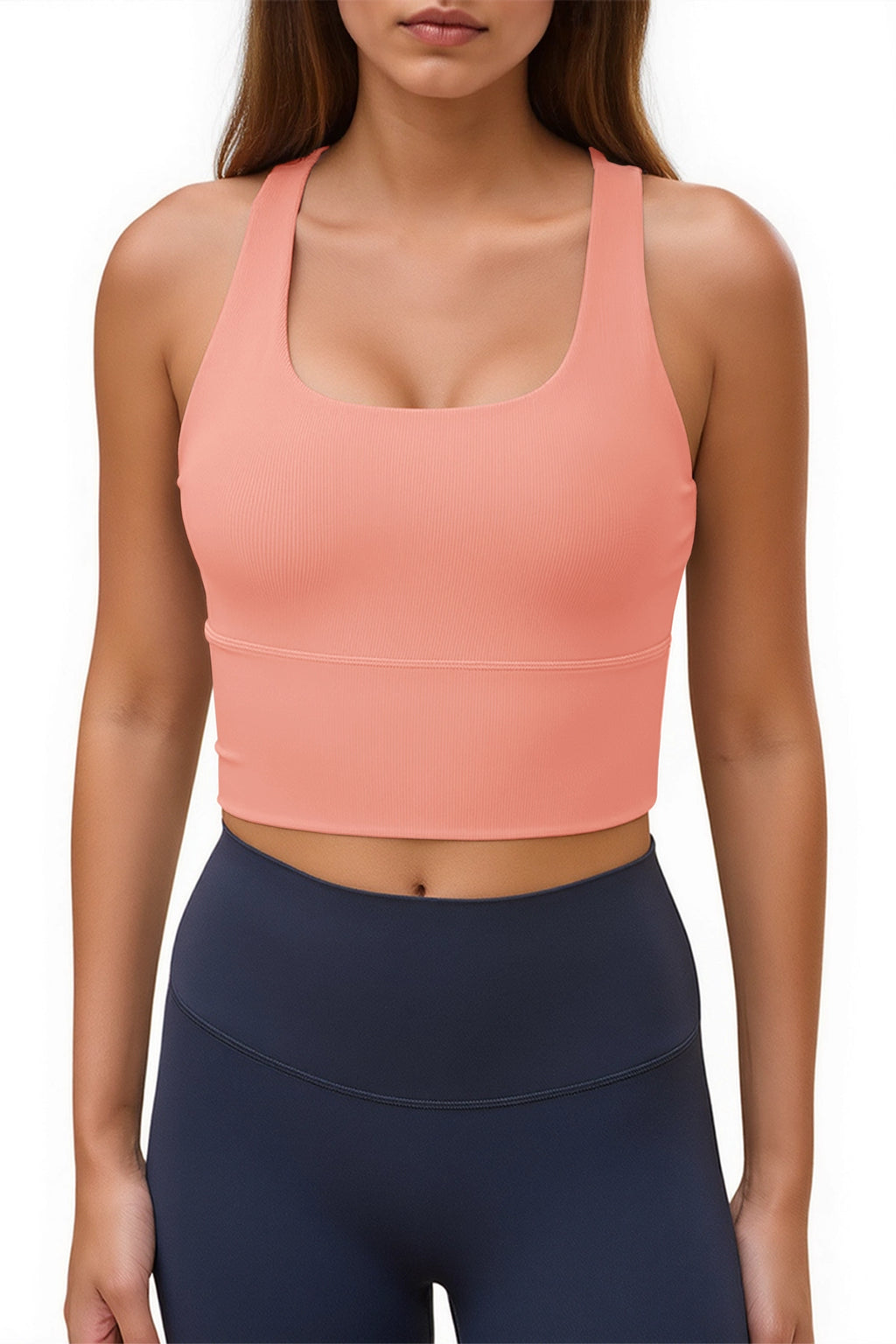 Aoysky Womens Orange Ribbed Racerback Tank