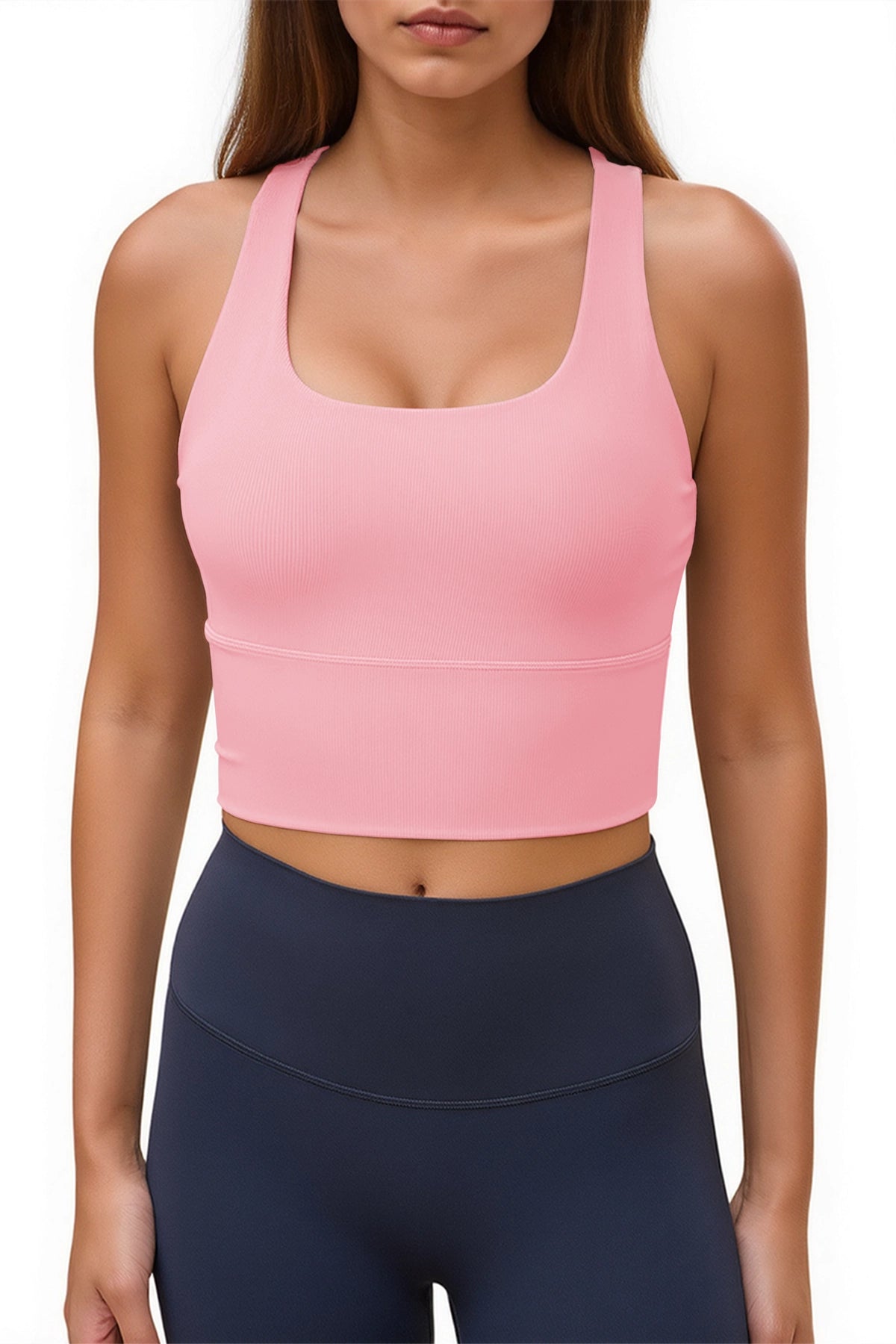 Aoysky Womens Pink Ribbed Racerback Tank